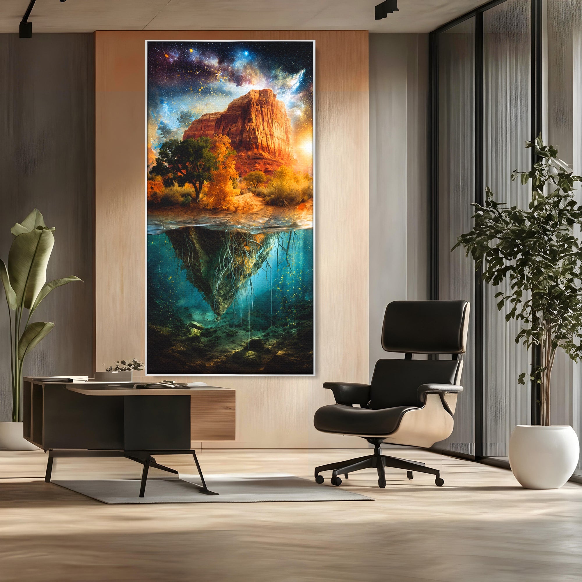 Tablou Canvas Premium LuxCanva® A1681, Muntele Cosmic, Munte, Univers, Peisaj, Fantezie, Living, Culori Vibrante