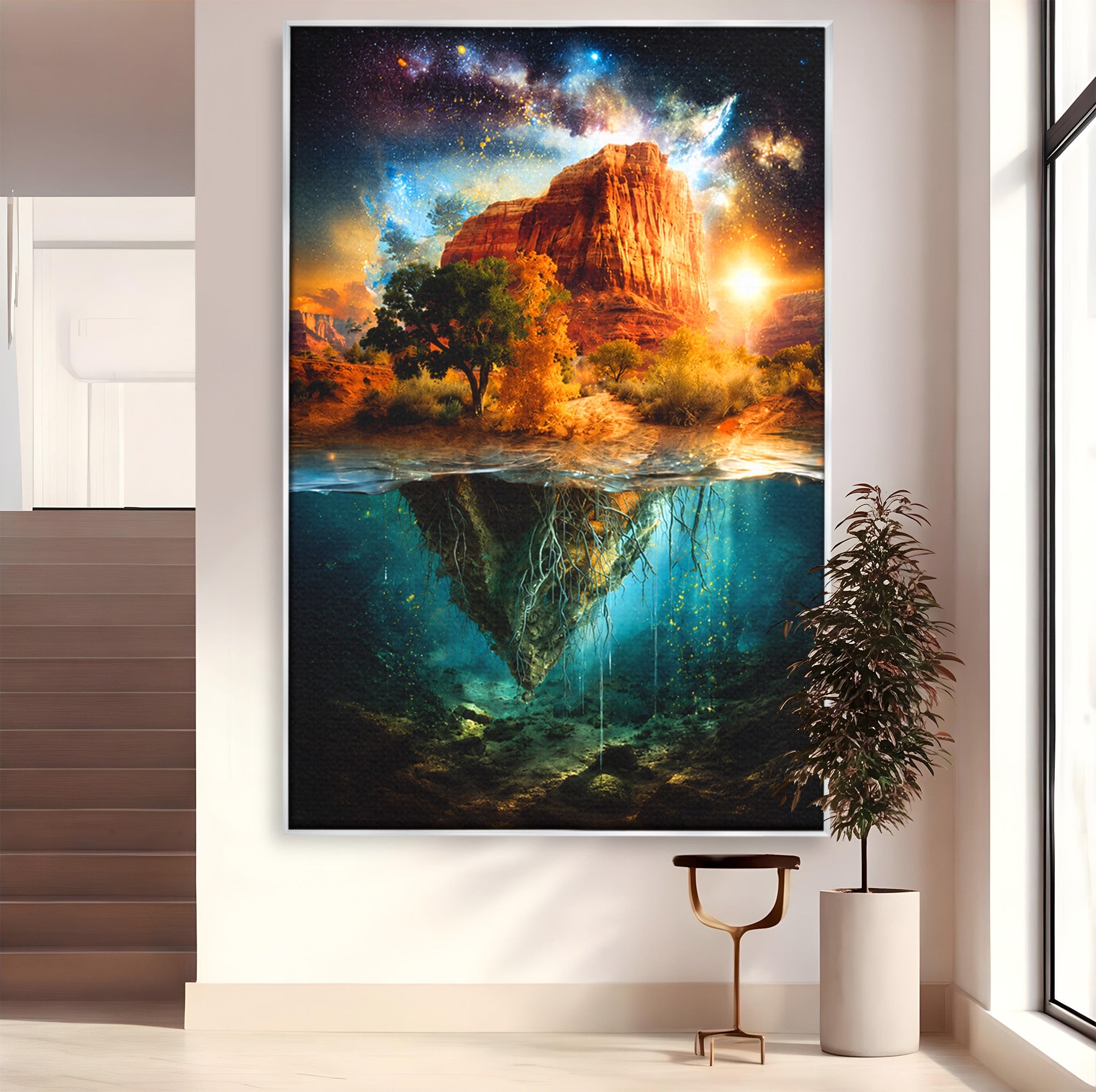 Tablou Canvas Premium LuxCanva® A1681, Muntele Cosmic, Munte, Univers, Peisaj, Fantezie, Living, Culori Vibrante