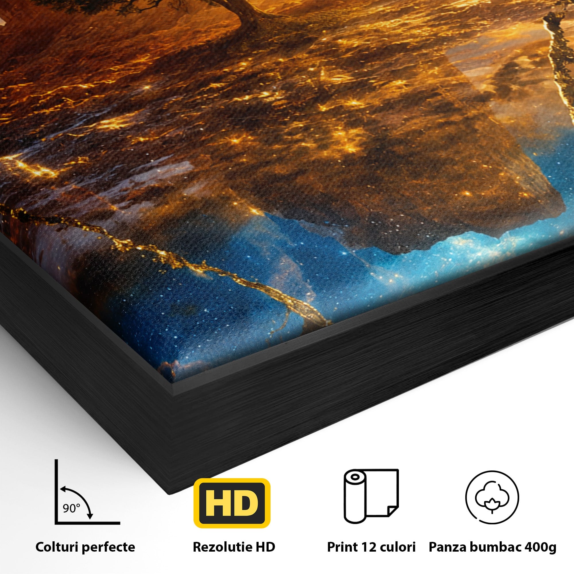 Tablou Canvas Premium LuxCanva® A1682, Copac Singuratic Sub Galaxie, Copac, Galaxie, Peisaj, Natura, Living, Culori Vibrante