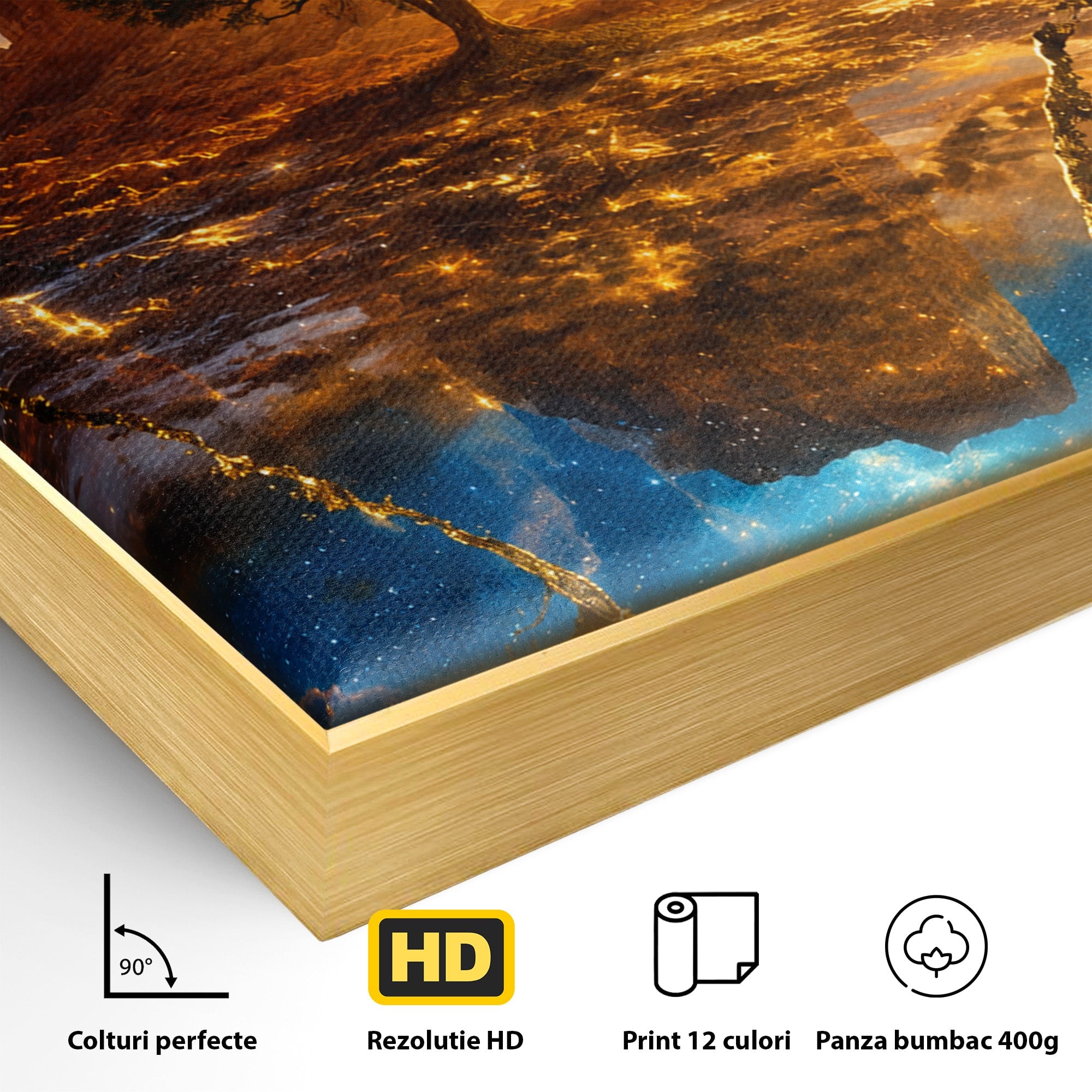 Tablou Canvas Premium LuxCanva® A1682, Copac Singuratic Sub Galaxie, Copac, Galaxie, Peisaj, Natura, Living, Culori Vibrante