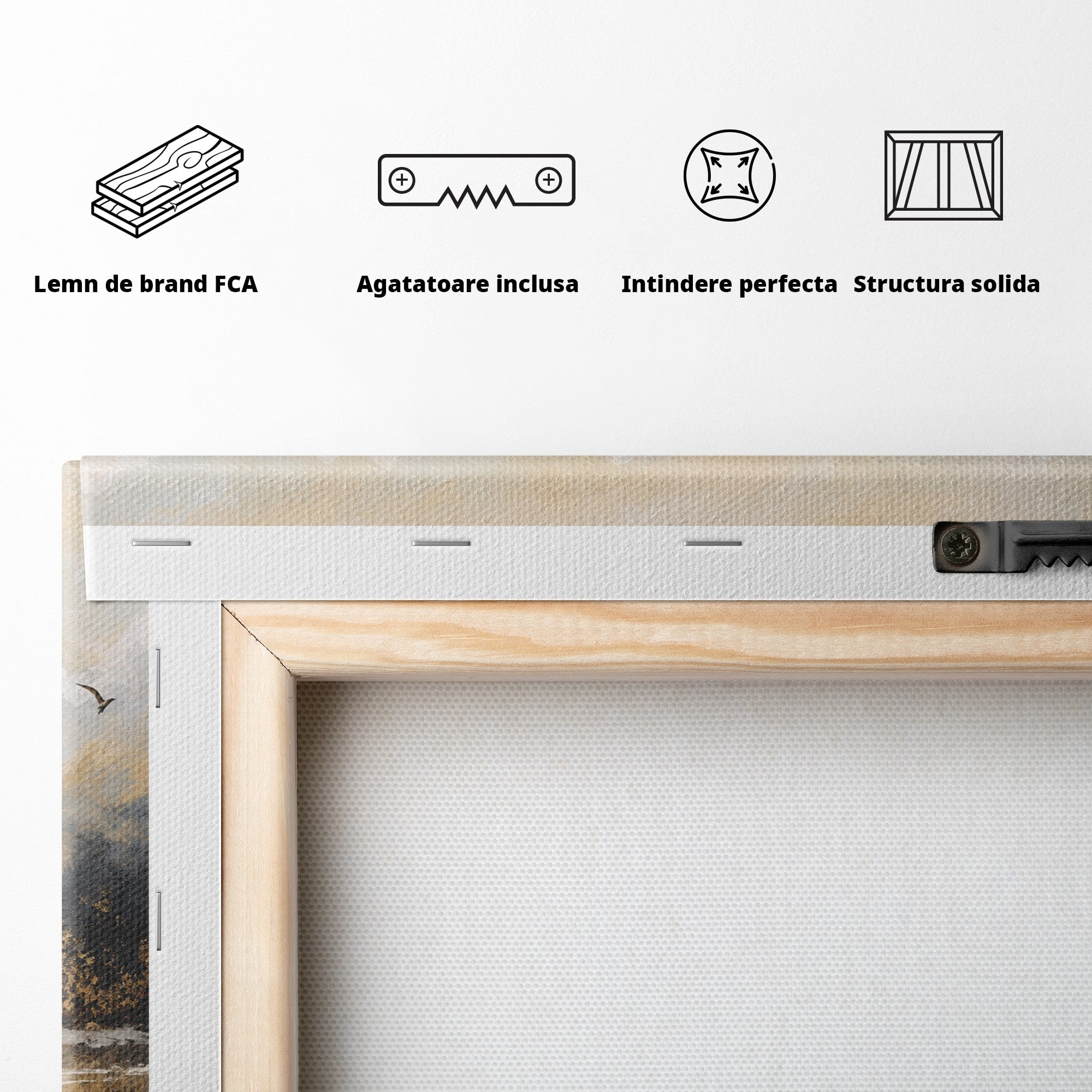 Tablou Canvas Premium LuxCanva® A1683, Peisaj Montan Cu Barca, Peisaj, Munti, Barca, Natura, Lac, Living, Culori Vibrante