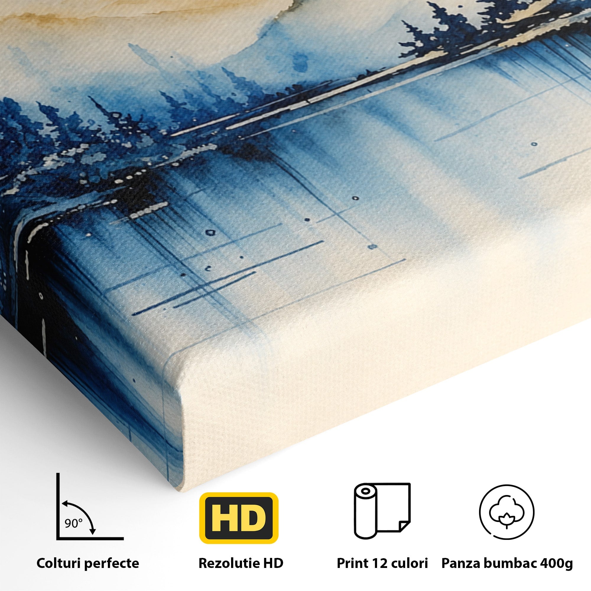 Tablou Canvas Premium LuxCanva® A1684, Peisaj Montan Acvatic, Munti, Lac, Peisaj, Natura, Living, Culori Vibrante