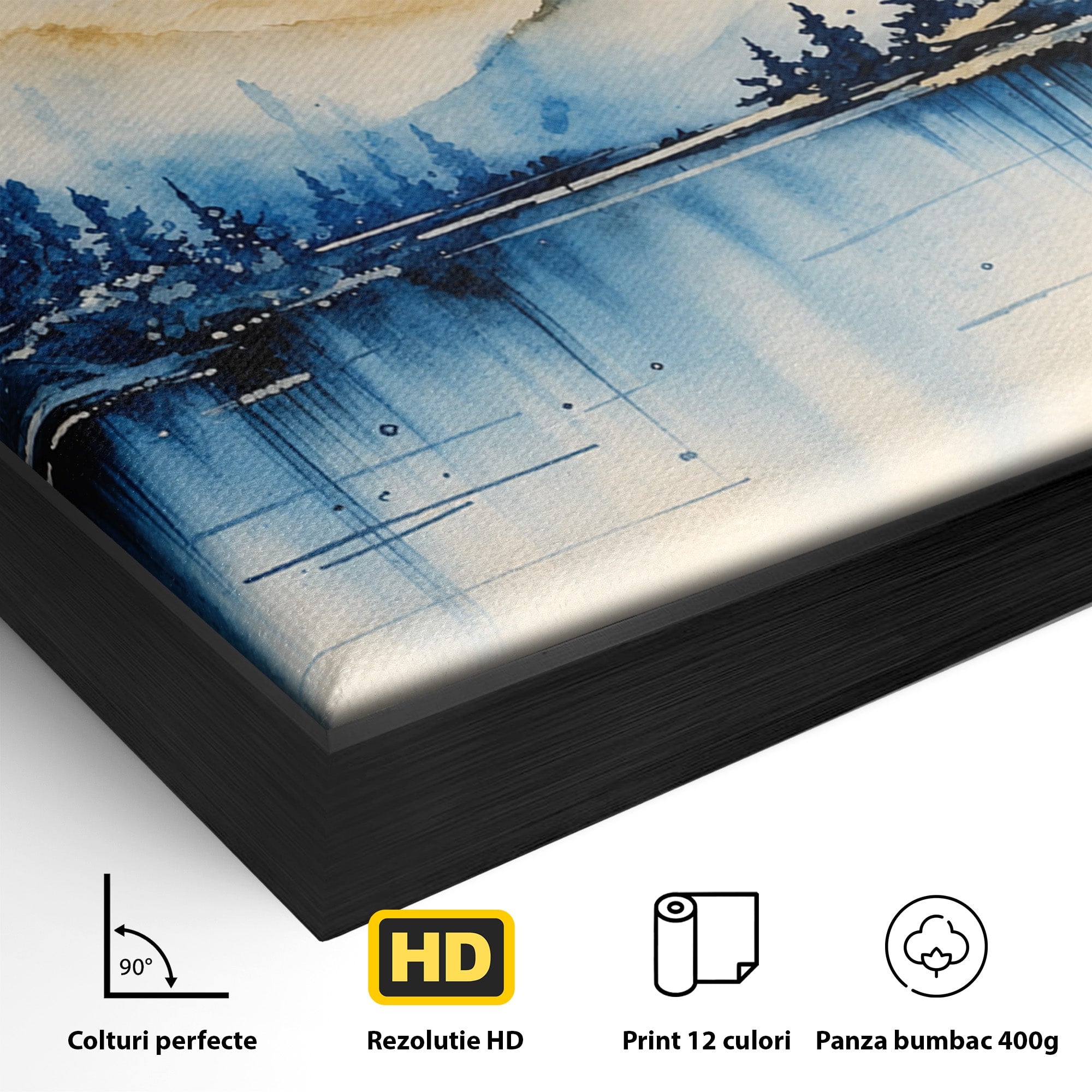 Tablou Canvas Premium LuxCanva® A1684, Peisaj Montan Acvatic, Munti, Lac, Peisaj, Natura, Living, Culori Vibrante