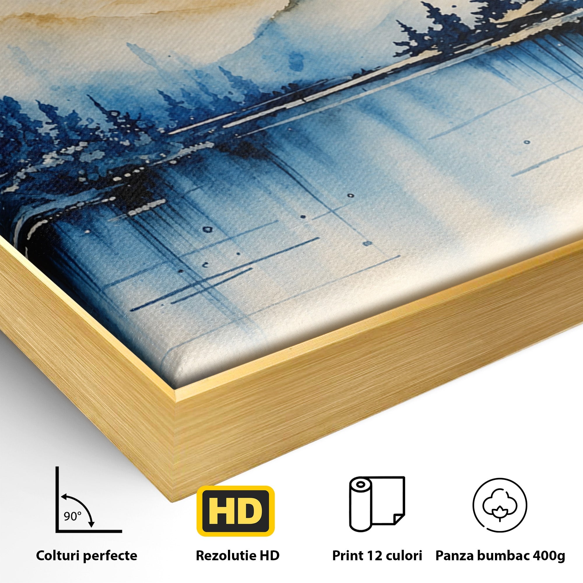 Tablou Canvas Premium LuxCanva® A1684, Peisaj Montan Acvatic, Munti, Lac, Peisaj, Natura, Living, Culori Vibrante
