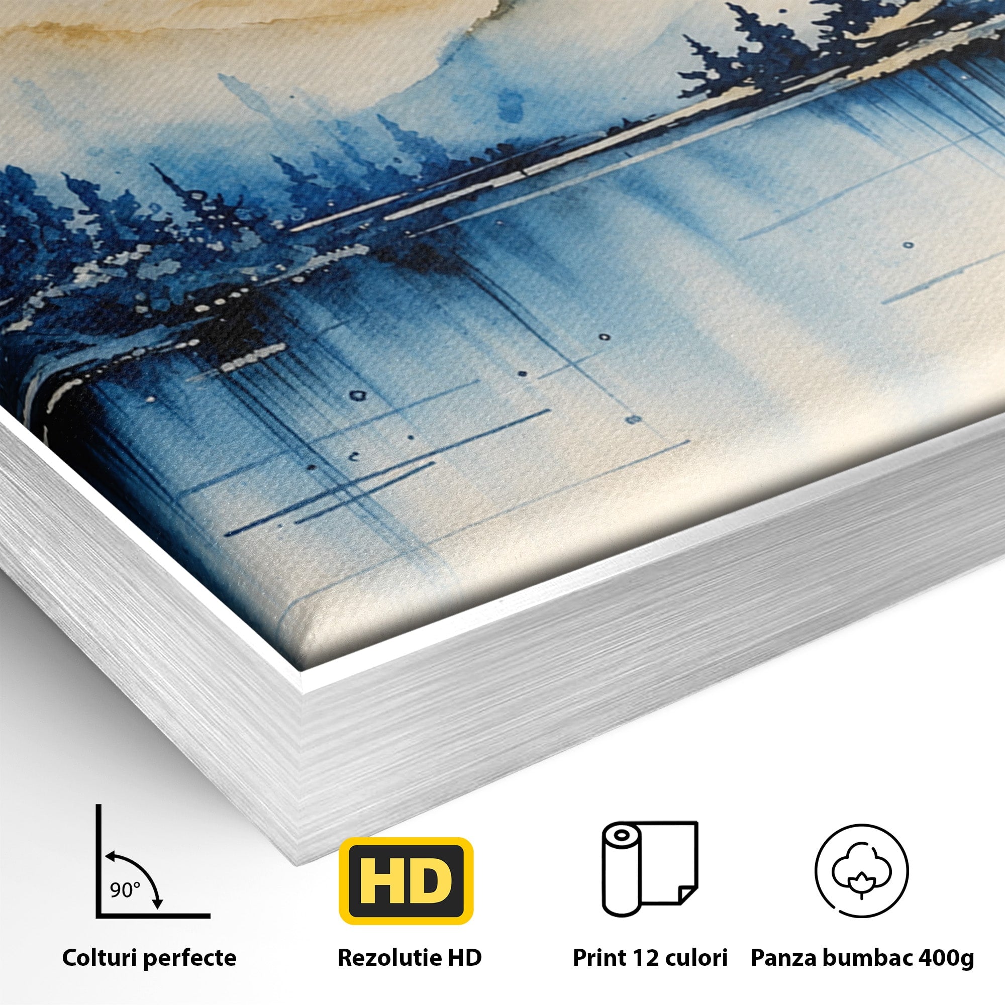 Tablou Canvas Premium LuxCanva® A1684, Peisaj Montan Acvatic, Munti, Lac, Peisaj, Natura, Living, Culori Vibrante