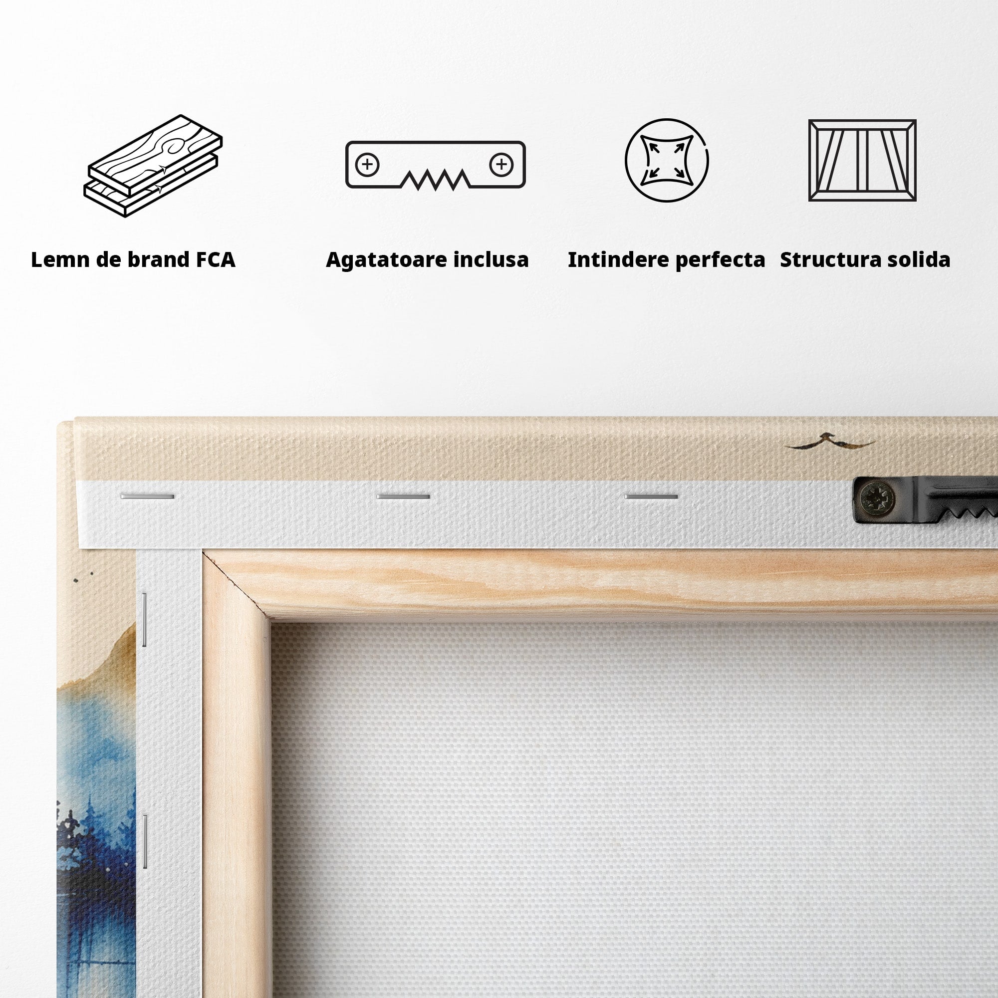 Tablou Canvas Premium LuxCanva® A1684, Peisaj Montan Acvatic, Munti, Lac, Peisaj, Natura, Living, Culori Vibrante
