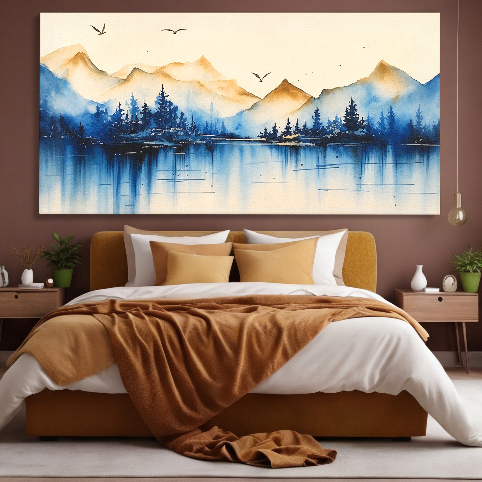 Tablou Canvas Premium LuxCanva® A1684, Peisaj Montan Acvatic, Munti, Lac, Peisaj, Natura, Living, Culori Vibrante