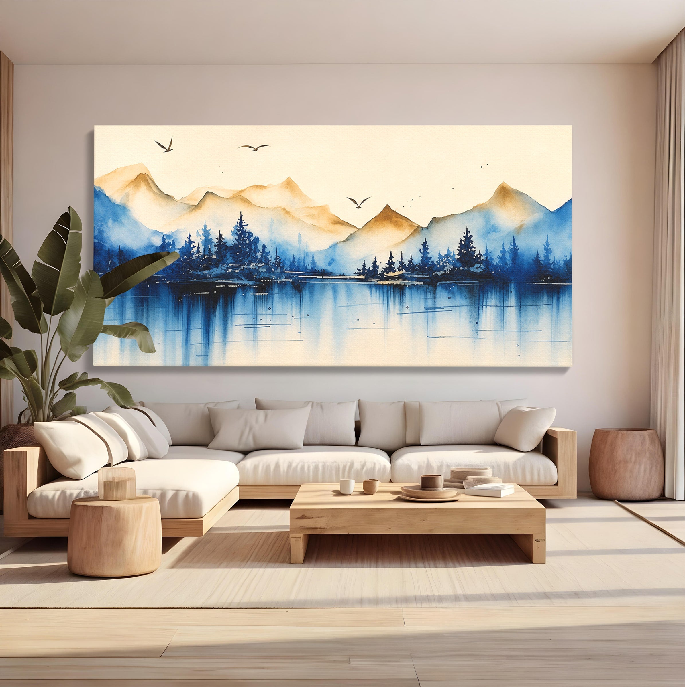 Tablou Canvas Premium LuxCanva® A1684, Peisaj Montan Acvatic, Munti, Lac, Peisaj, Natura, Living, Culori Vibrante