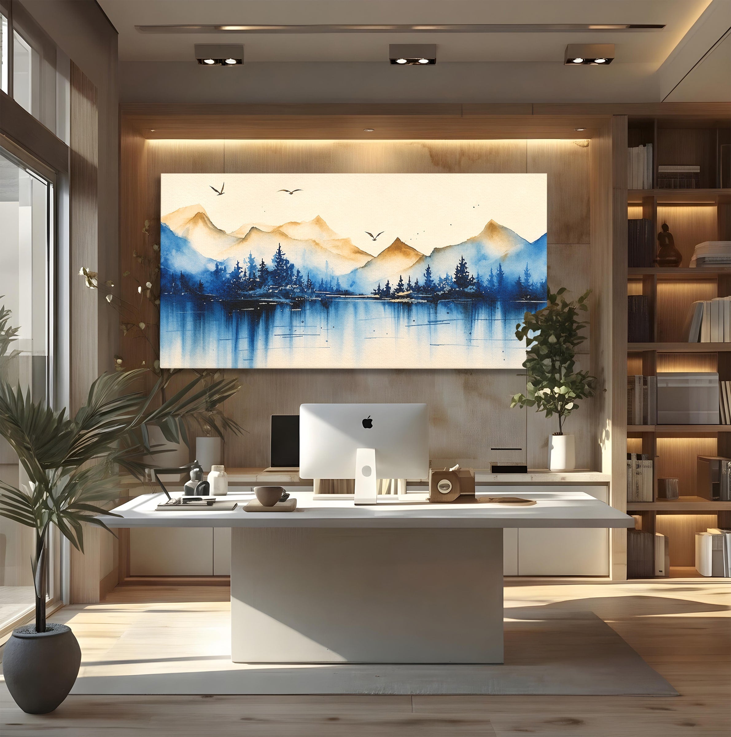 Tablou Canvas Premium LuxCanva® A1684, Peisaj Montan Acvatic, Munti, Lac, Peisaj, Natura, Living, Culori Vibrante