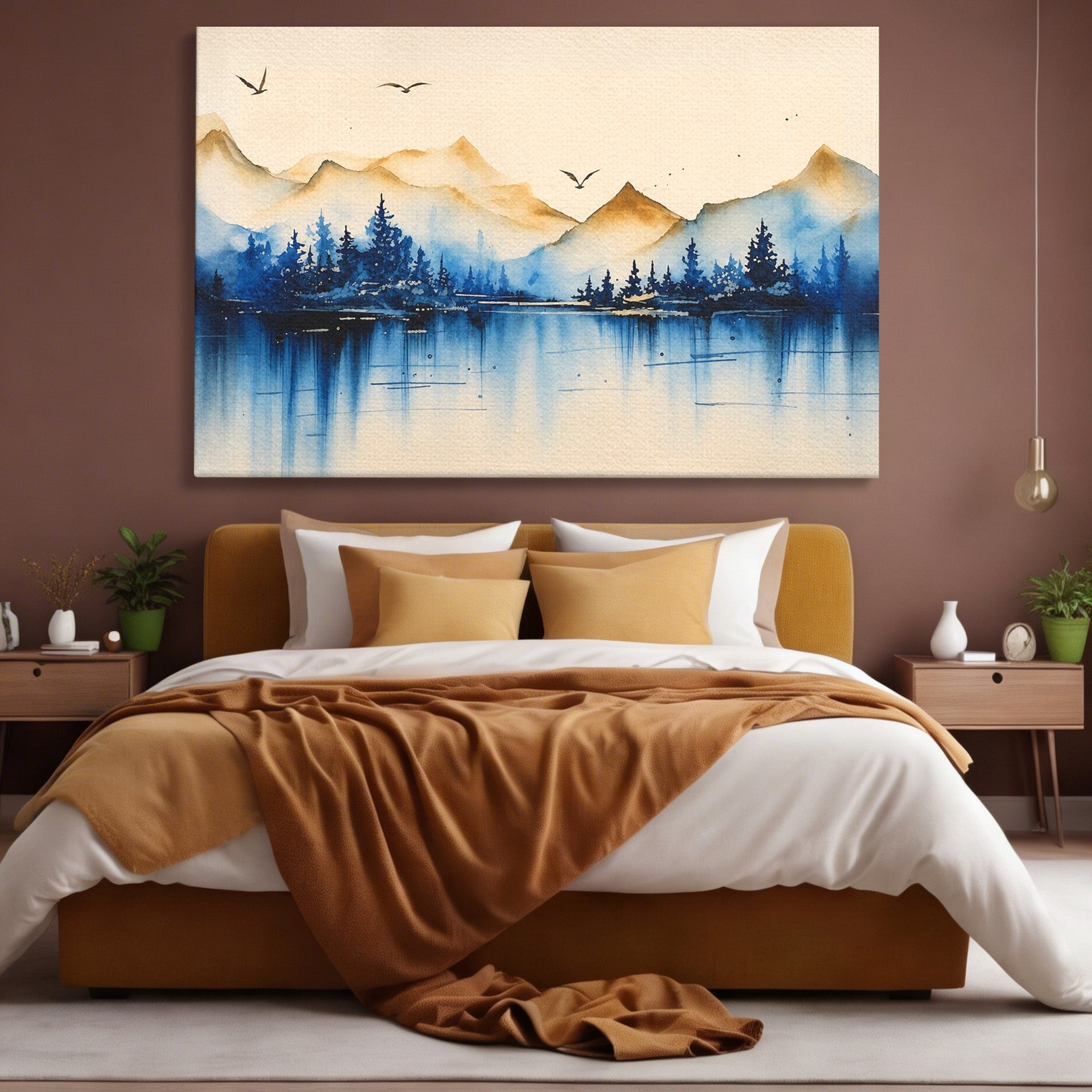 Tablou Canvas Premium LuxCanva® A1684, Peisaj Montan Acvatic, Munti, Lac, Peisaj, Natura, Living, Culori Vibrante