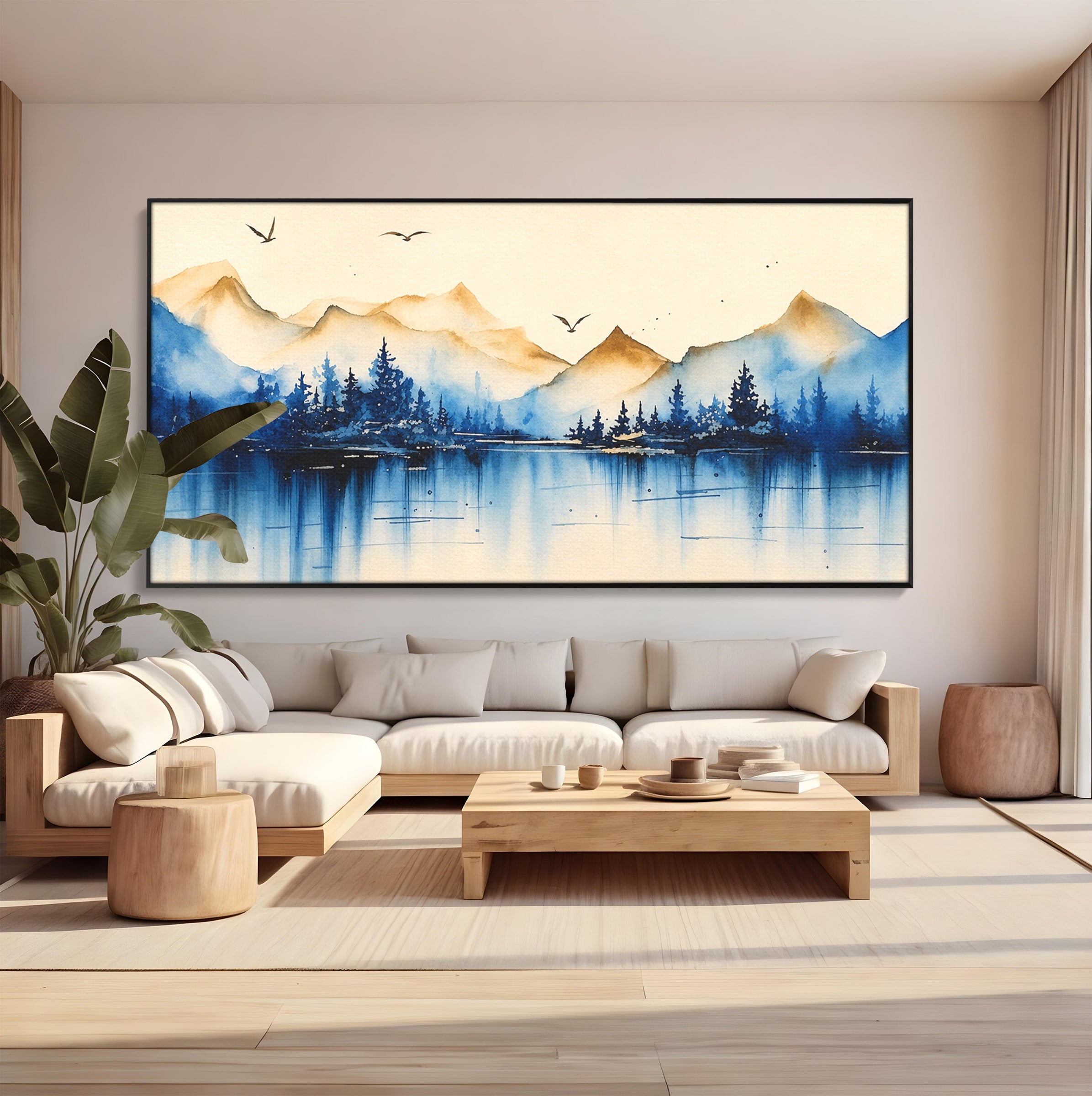 Tablou Canvas Premium LuxCanva® A1684, Peisaj Montan Acvatic, Munti, Lac, Peisaj, Natura, Living, Culori Vibrante