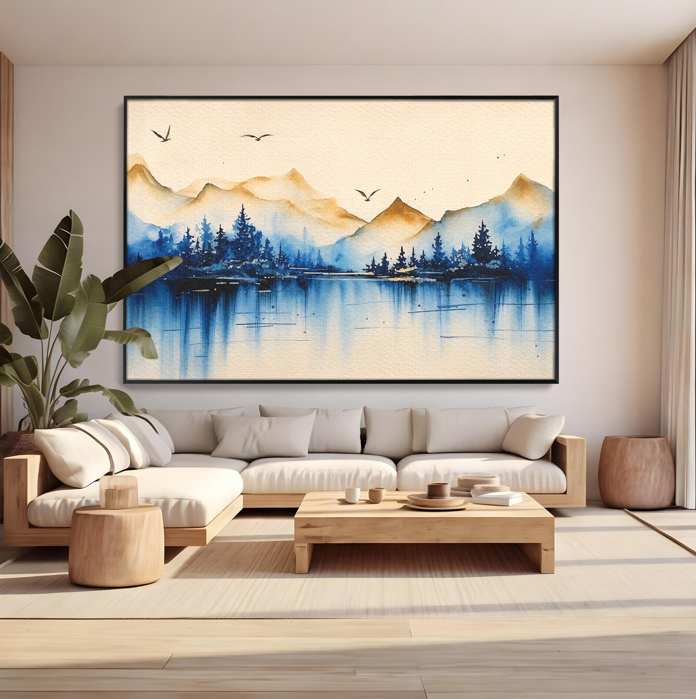 Tablou Canvas Premium LuxCanva® A1684, Peisaj Montan Acvatic, Munti, Lac, Peisaj, Natura, Living, Culori Vibrante