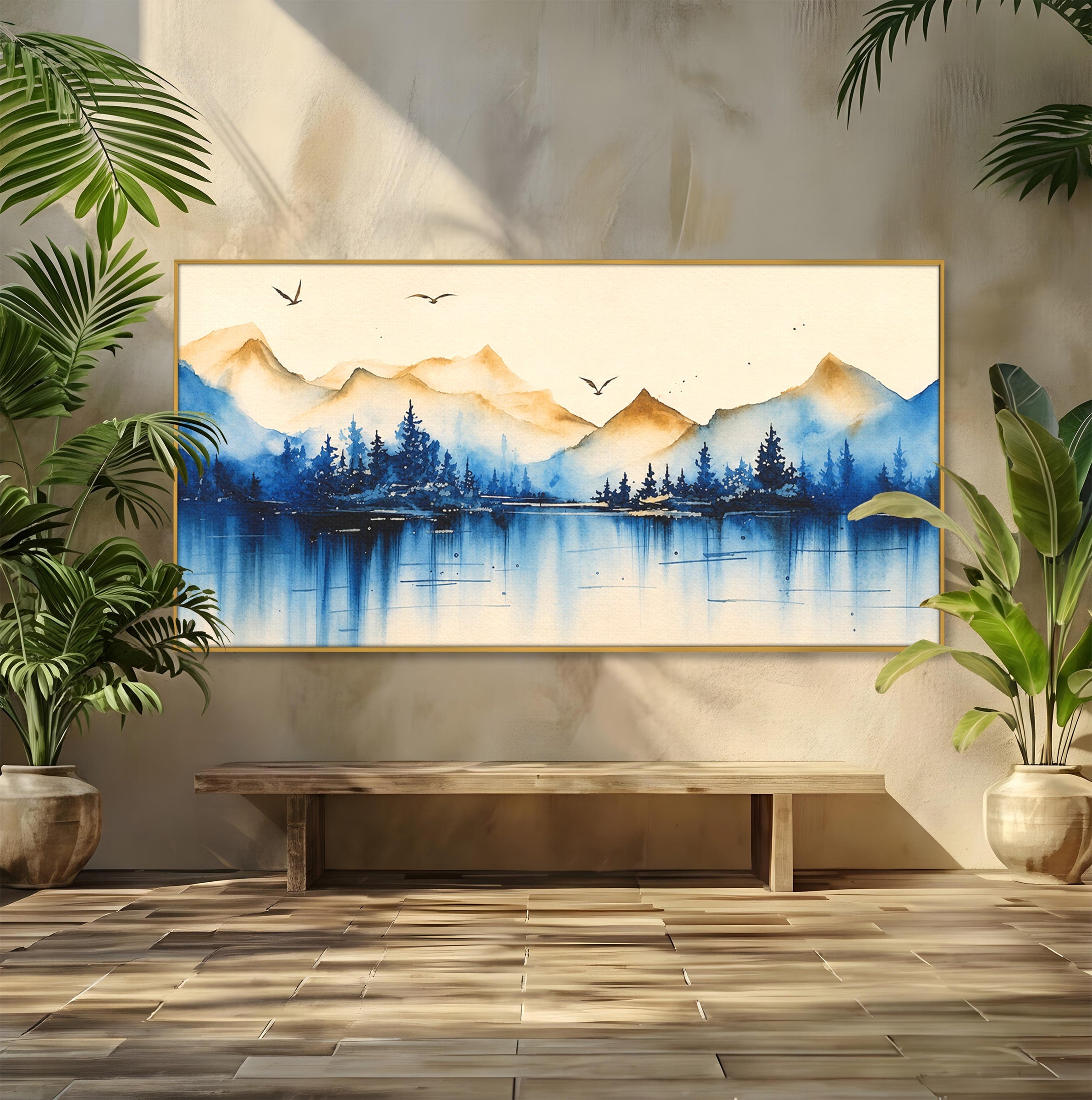 Tablou Canvas Premium LuxCanva® A1684, Peisaj Montan Acvatic, Munti, Lac, Peisaj, Natura, Living, Culori Vibrante