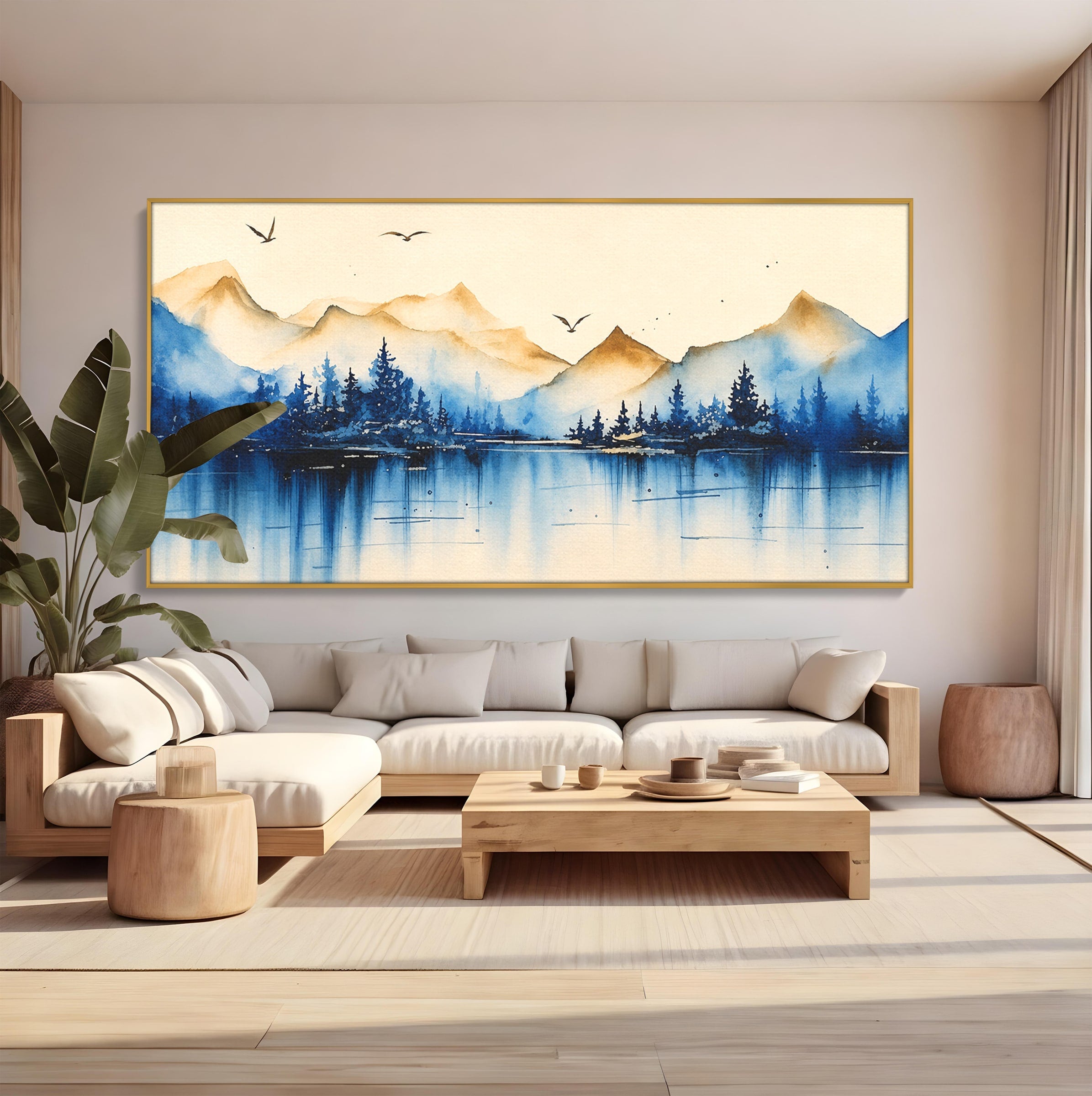 Tablou Canvas Premium LuxCanva® A1684, Peisaj Montan Acvatic, Munti, Lac, Peisaj, Natura, Living, Culori Vibrante