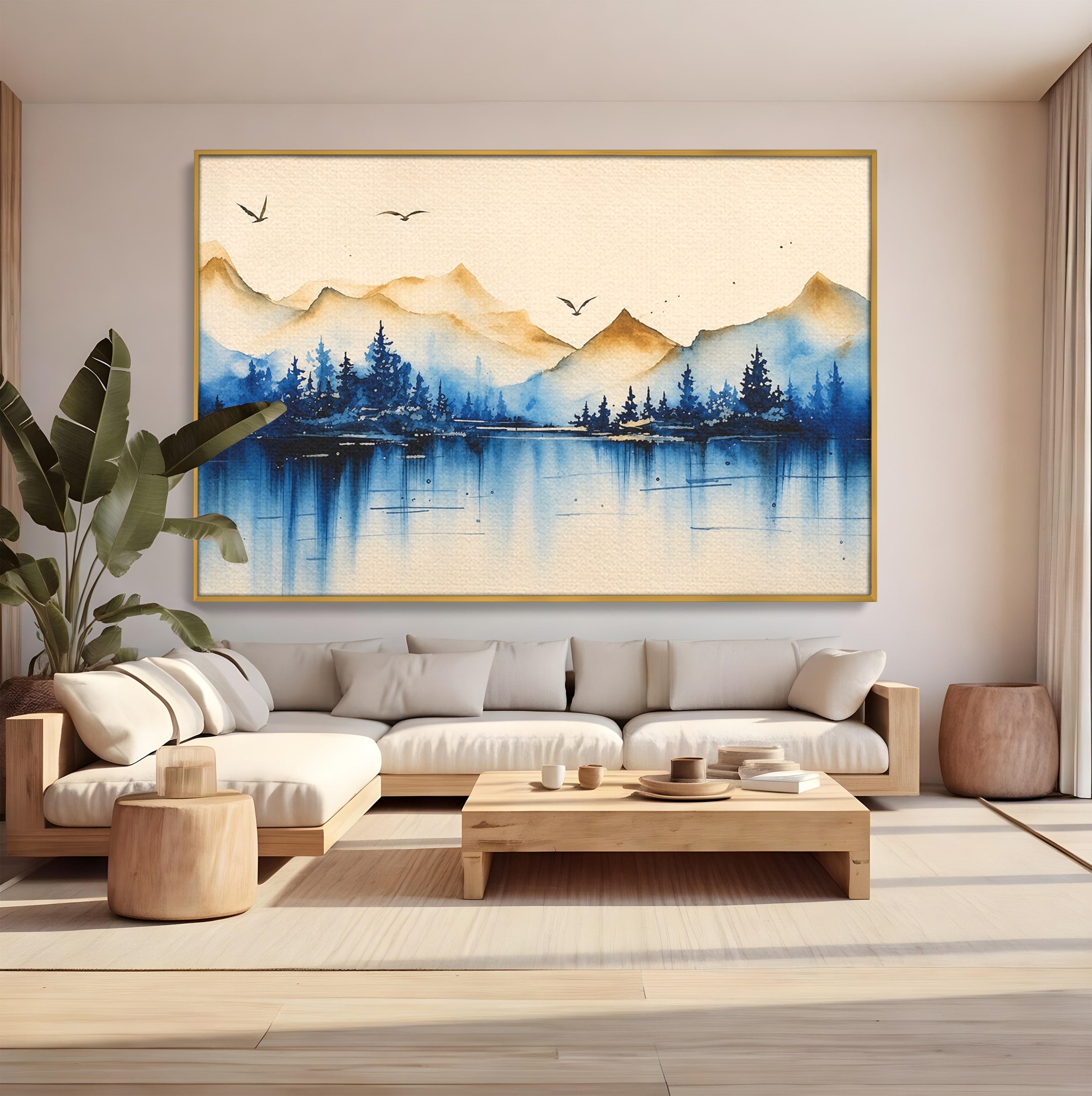 Tablou Canvas Premium LuxCanva® A1684, Peisaj Montan Acvatic, Munti, Lac, Peisaj, Natura, Living, Culori Vibrante