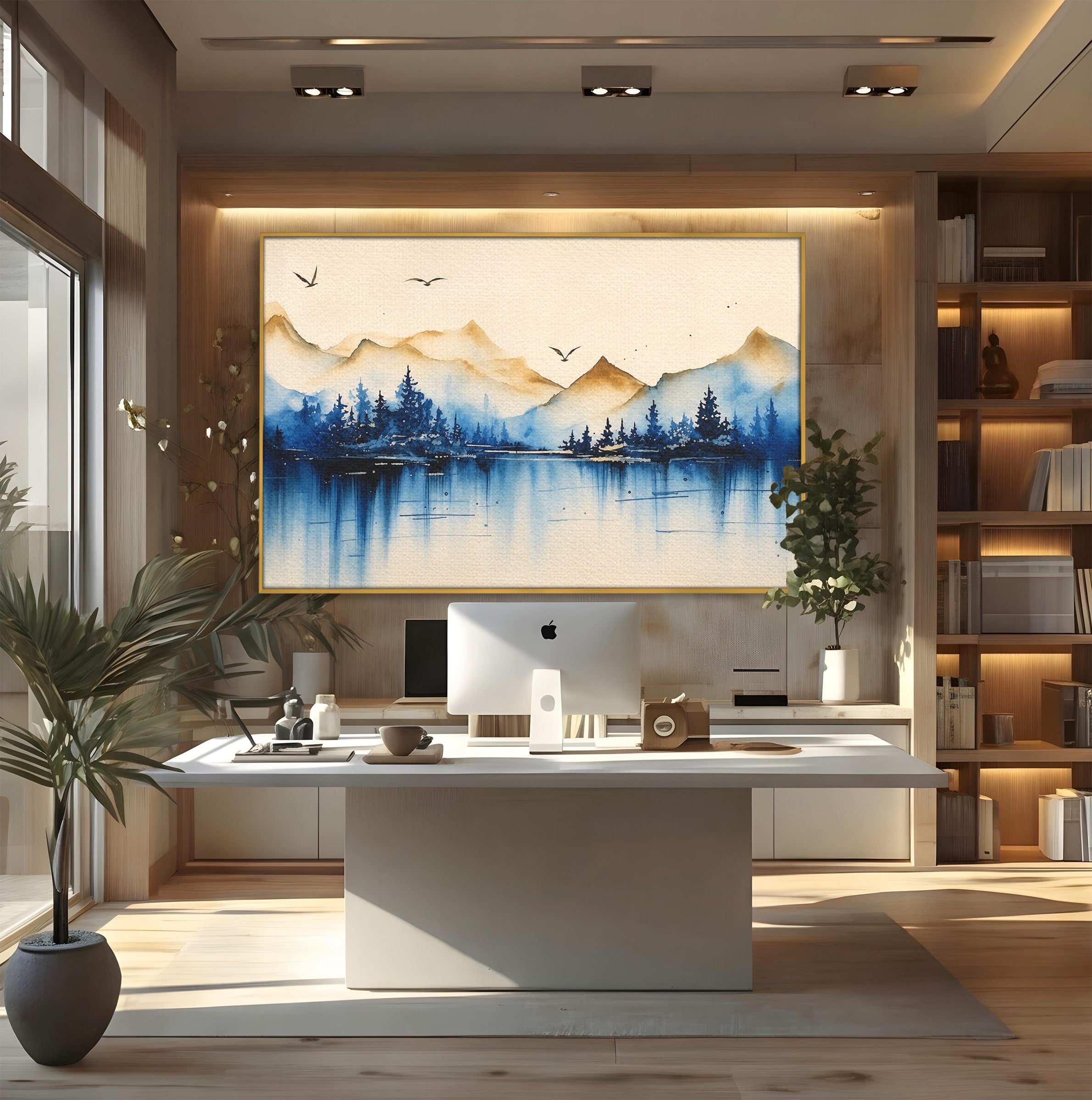 Tablou Canvas Premium LuxCanva® A1684, Peisaj Montan Acvatic, Munti, Lac, Peisaj, Natura, Living, Culori Vibrante