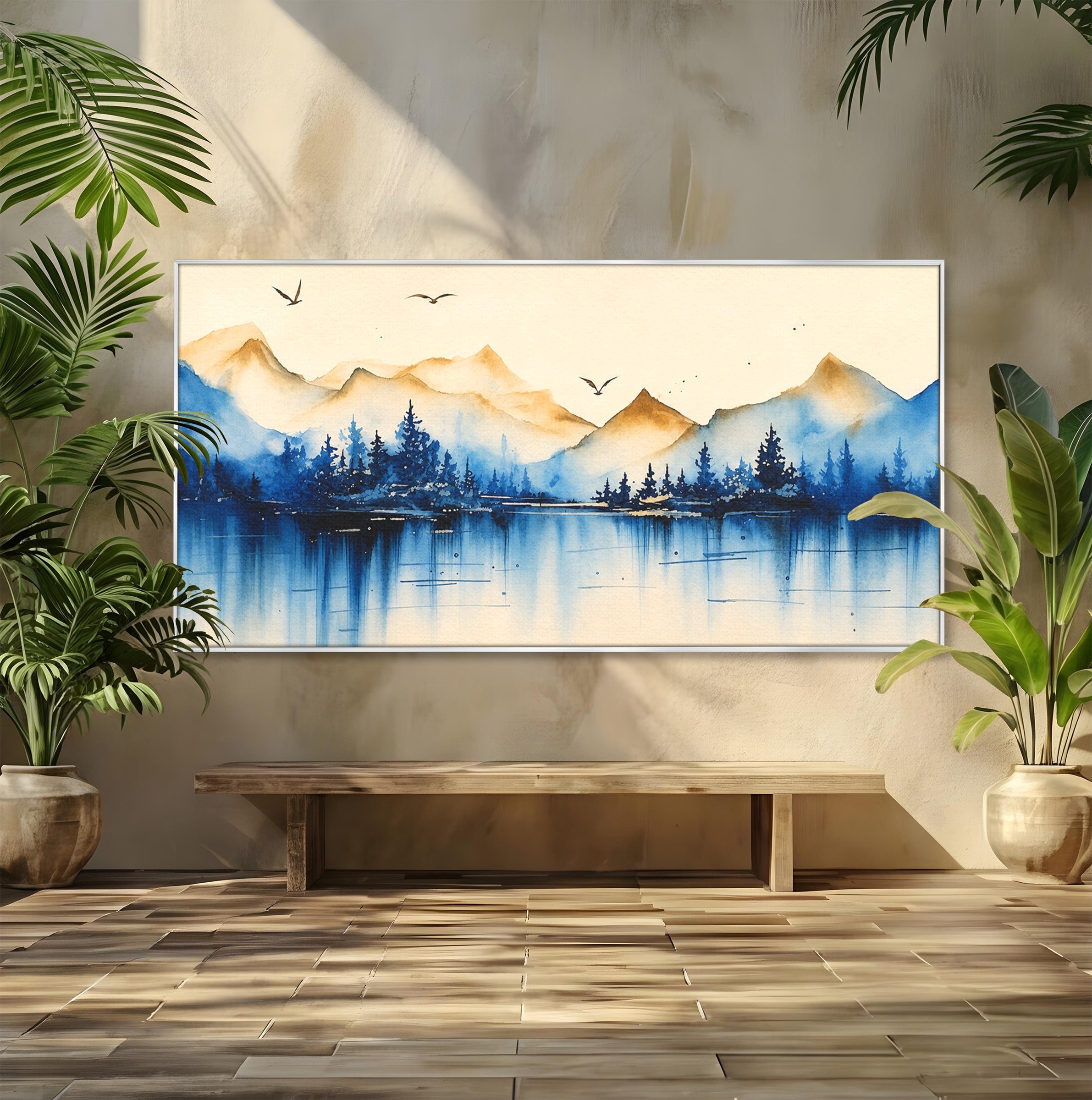 Tablou Canvas Premium LuxCanva® A1684, Peisaj Montan Acvatic, Munti, Lac, Peisaj, Natura, Living, Culori Vibrante