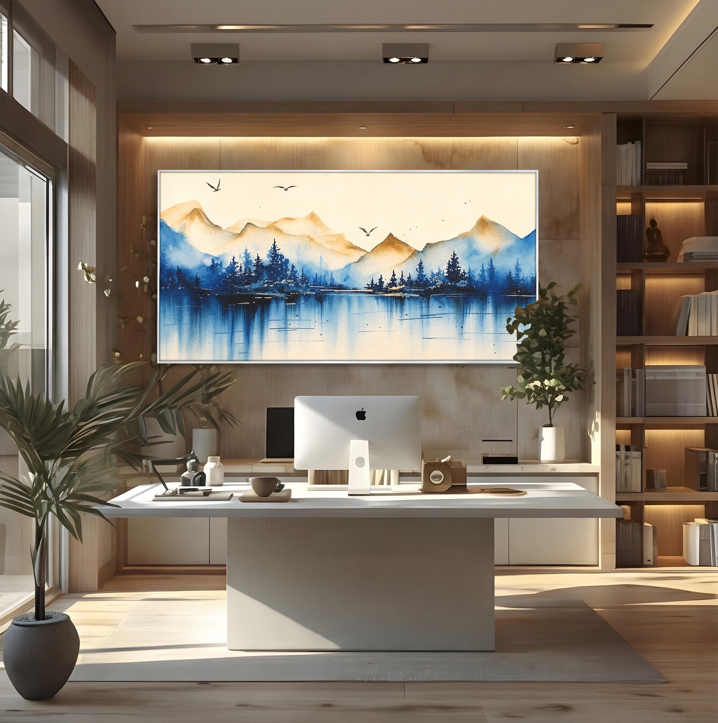 Tablou Canvas Premium LuxCanva® A1684, Peisaj Montan Acvatic, Munti, Lac, Peisaj, Natura, Living, Culori Vibrante