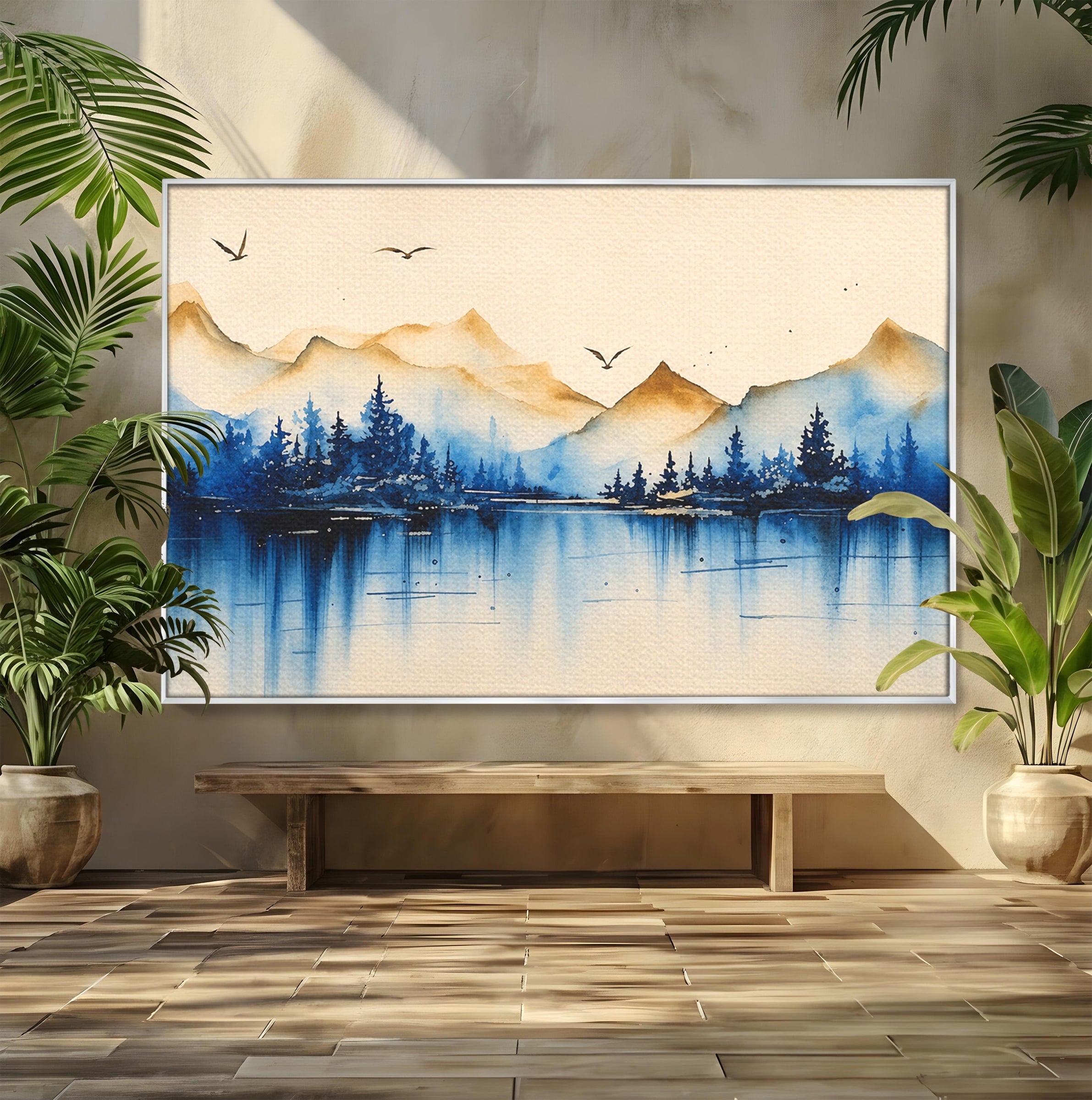 Tablou Canvas Premium LuxCanva® A1684, Peisaj Montan Acvatic, Munti, Lac, Peisaj, Natura, Living, Culori Vibrante