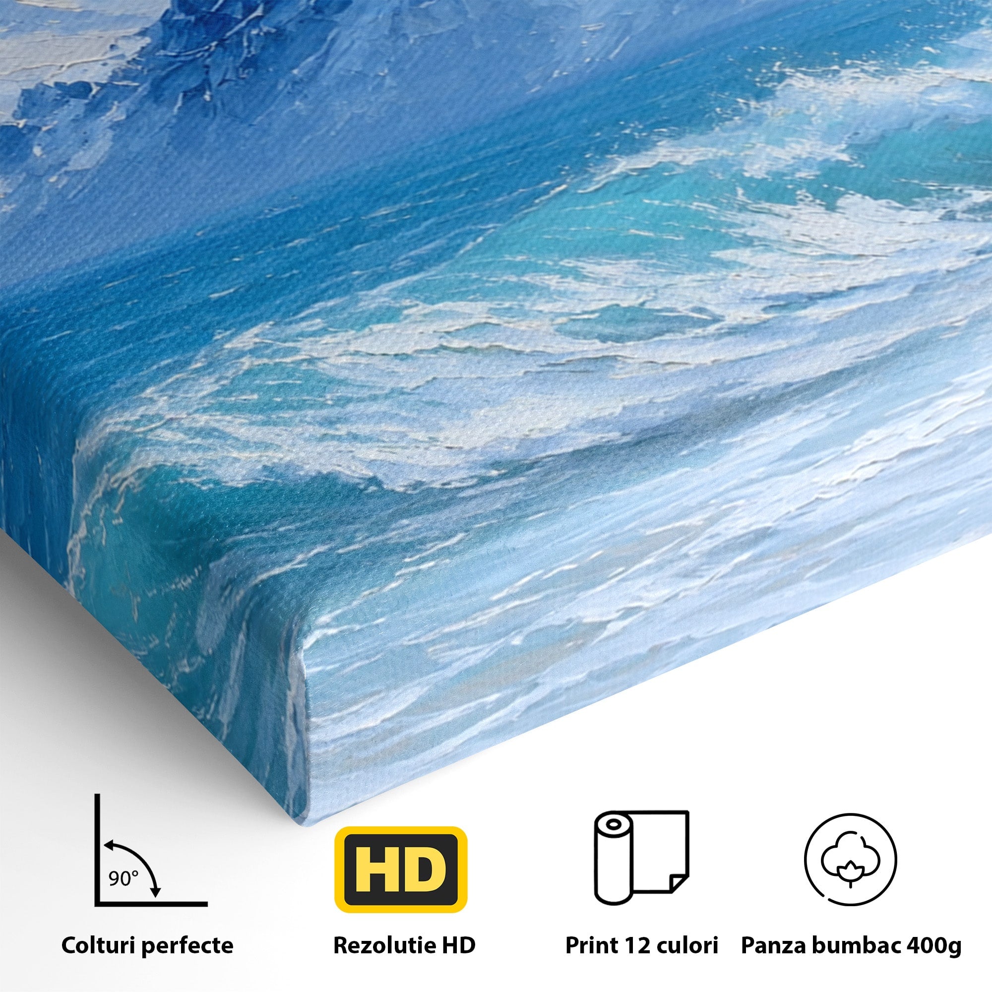 Tablou Canvas Premium LuxCanva® A1685, Munti Si Valuri, Peisaj, Munti, Mare, Natura, Living, Culori Vibrante
