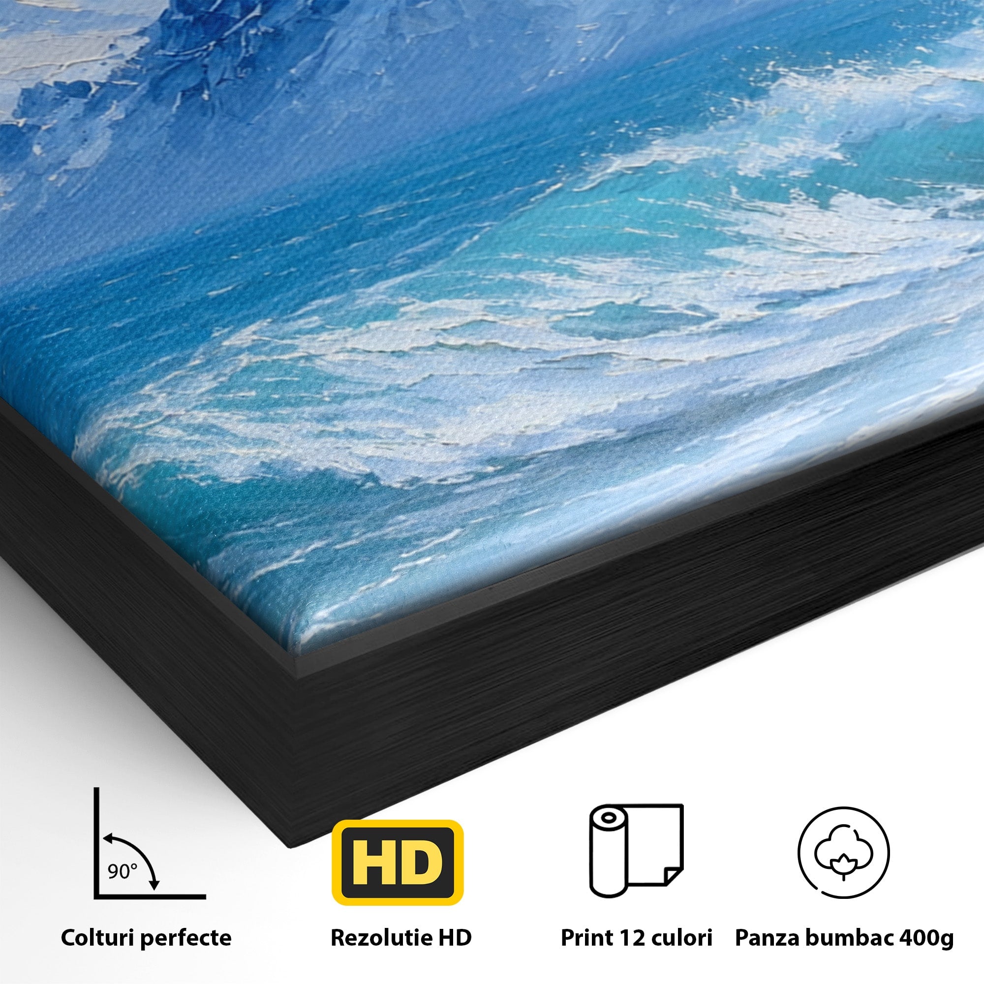 Tablou Canvas Premium LuxCanva® A1685, Munti Si Valuri, Peisaj, Munti, Mare, Natura, Living, Culori Vibrante