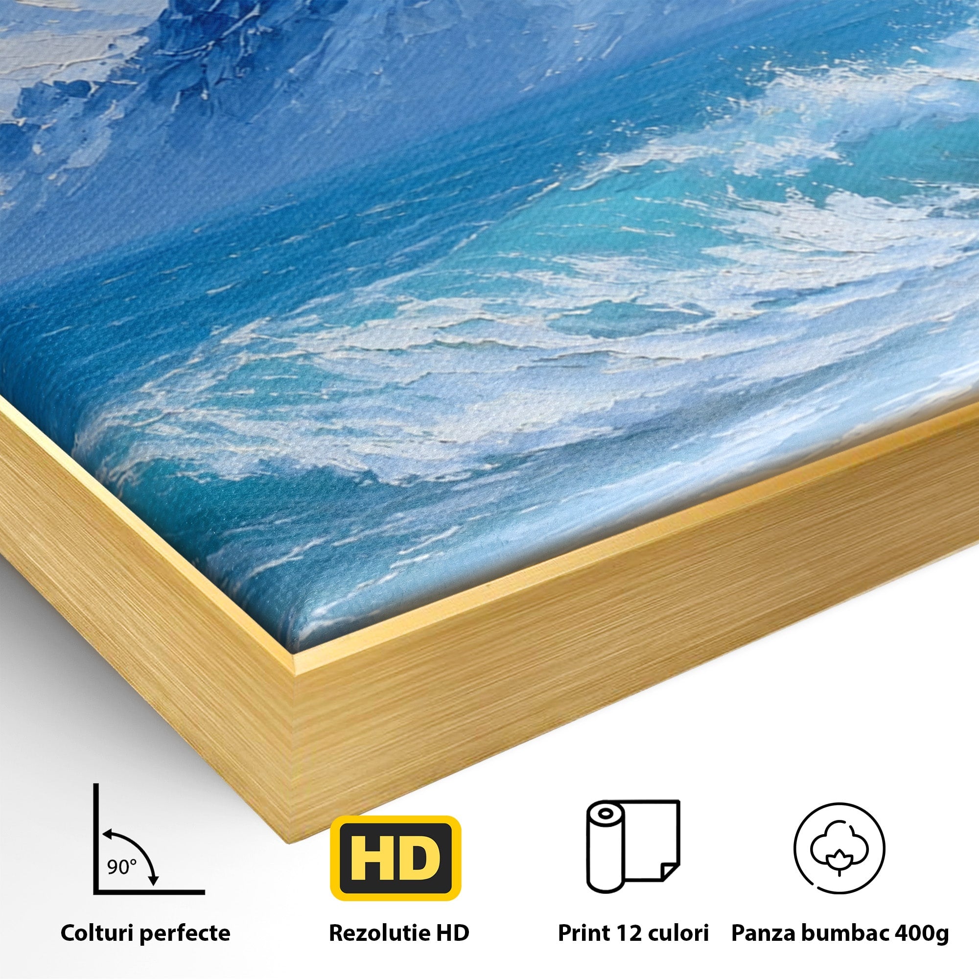 Tablou Canvas Premium LuxCanva® A1685, Munti Si Valuri, Peisaj, Munti, Mare, Natura, Living, Culori Vibrante