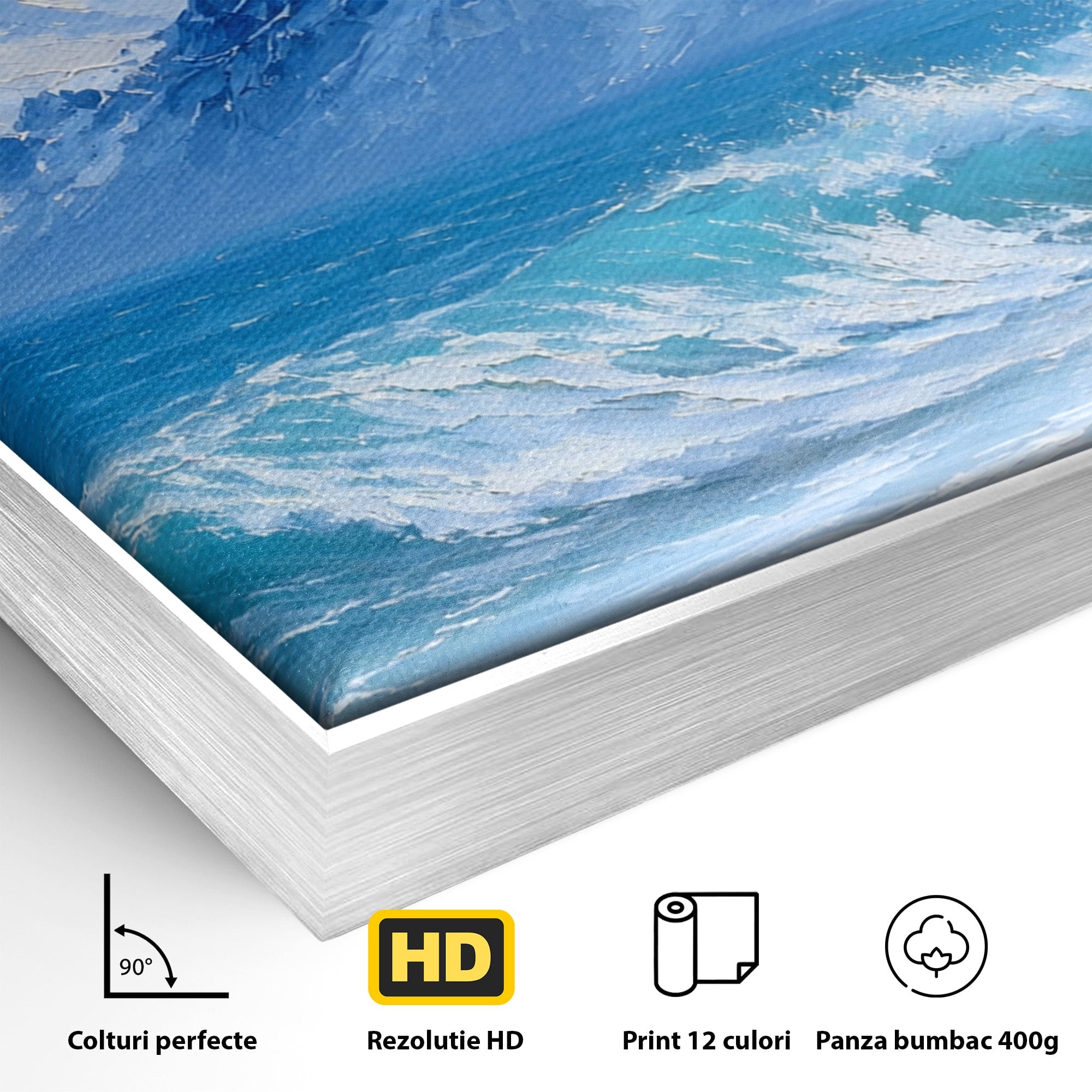 Tablou Canvas Premium LuxCanva® A1685, Munti Si Valuri, Peisaj, Munti, Mare, Natura, Living, Culori Vibrante