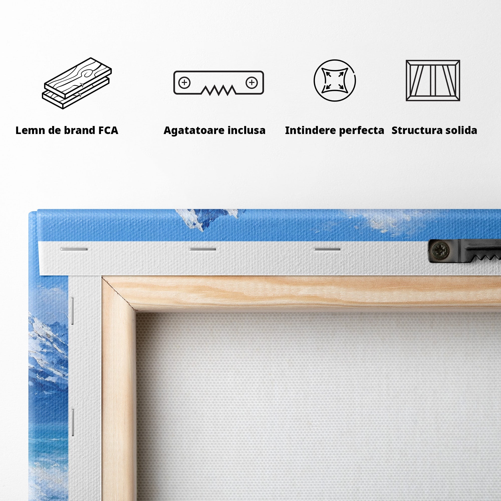 Tablou Canvas Premium LuxCanva® A1685, Munti Si Valuri, Peisaj, Munti, Mare, Natura, Living, Culori Vibrante