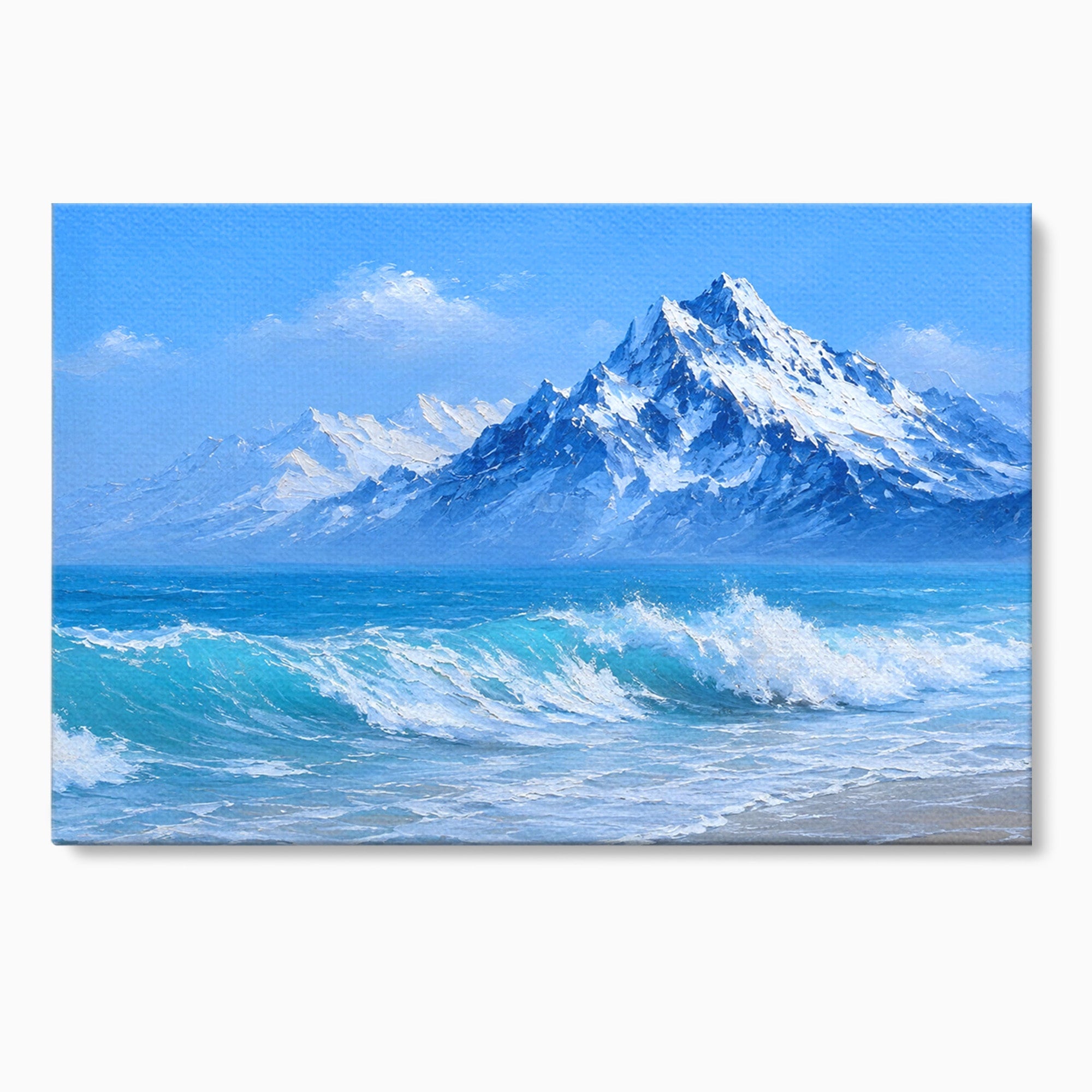 Tablou Canvas Premium LuxCanva® A1685, Munti Si Valuri, Peisaj, Munti, Mare, Natura, Living, Culori Vibrante