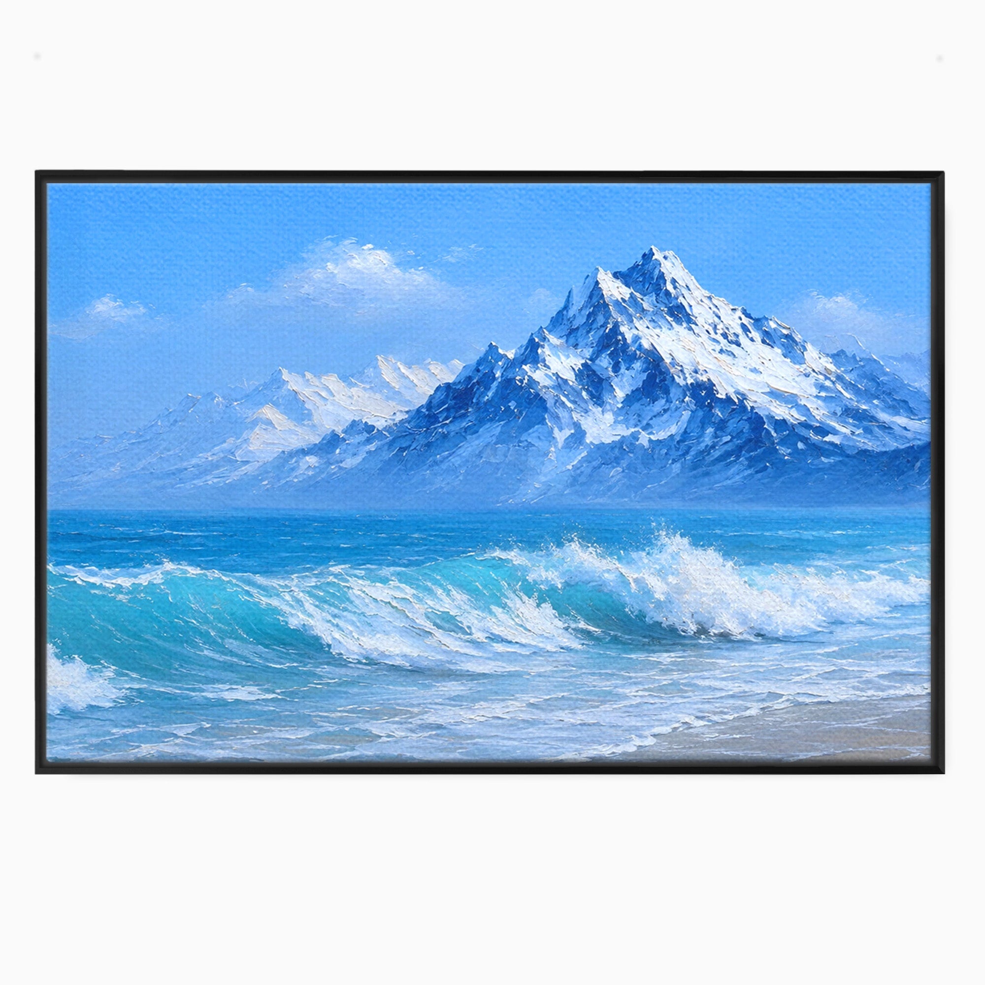 Tablou Canvas Premium LuxCanva® A1685, Munti Si Valuri, Peisaj, Munti, Mare, Natura, Living, Culori Vibrante