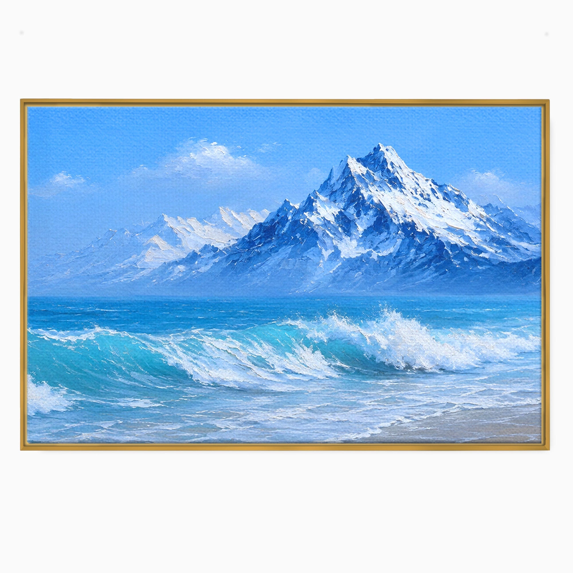 Tablou Canvas Premium LuxCanva® A1685, Munti Si Valuri, Peisaj, Munti, Mare, Natura, Living, Culori Vibrante