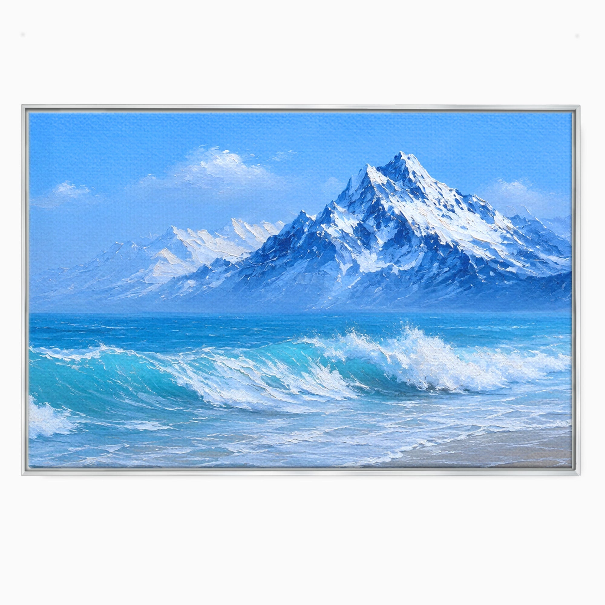 Tablou Canvas Premium LuxCanva® A1685, Munti Si Valuri, Peisaj, Munti, Mare, Natura, Living, Culori Vibrante