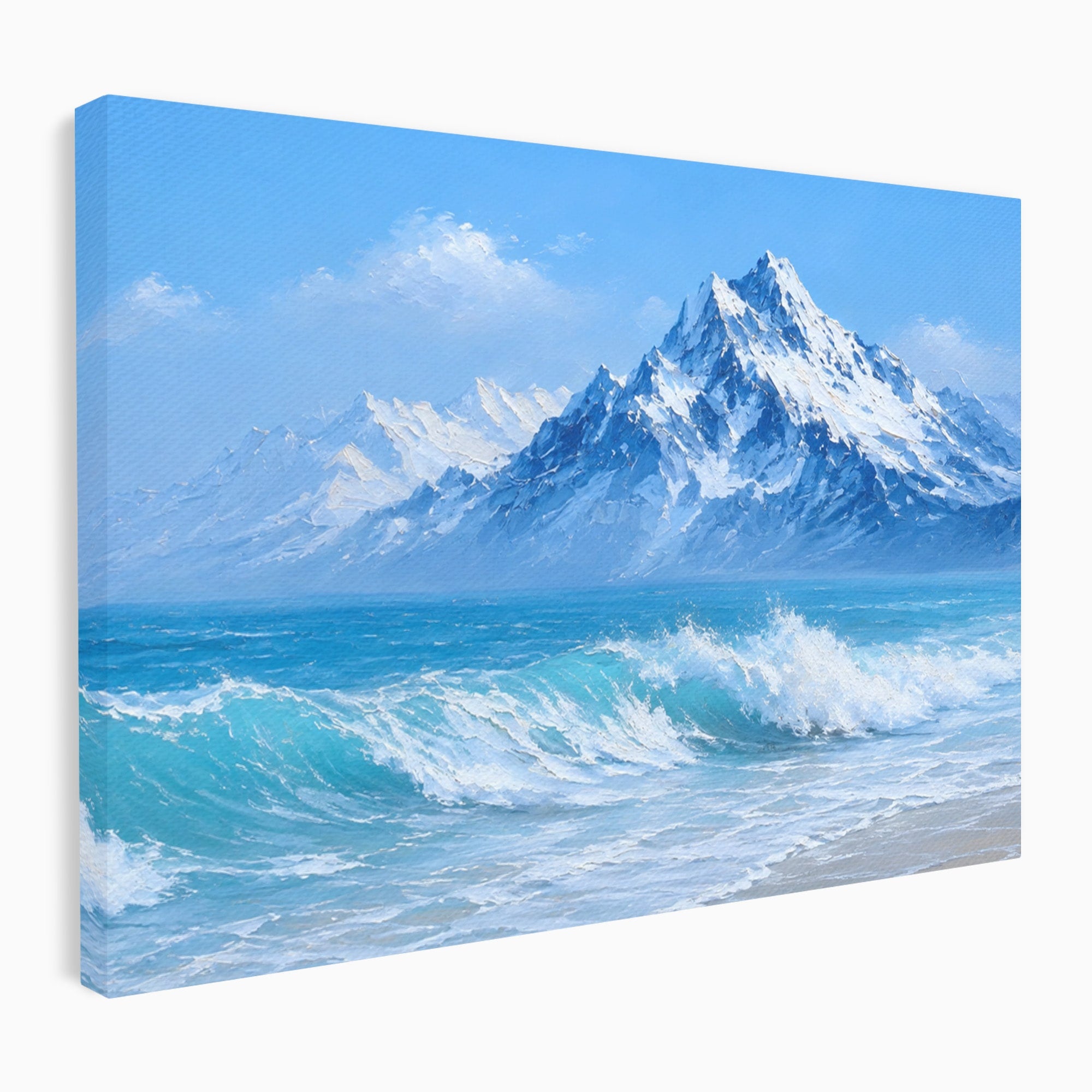 Tablou Canvas Premium LuxCanva® A1685, Munti Si Valuri, Peisaj, Munti, Mare, Natura, Living, Culori Vibrante