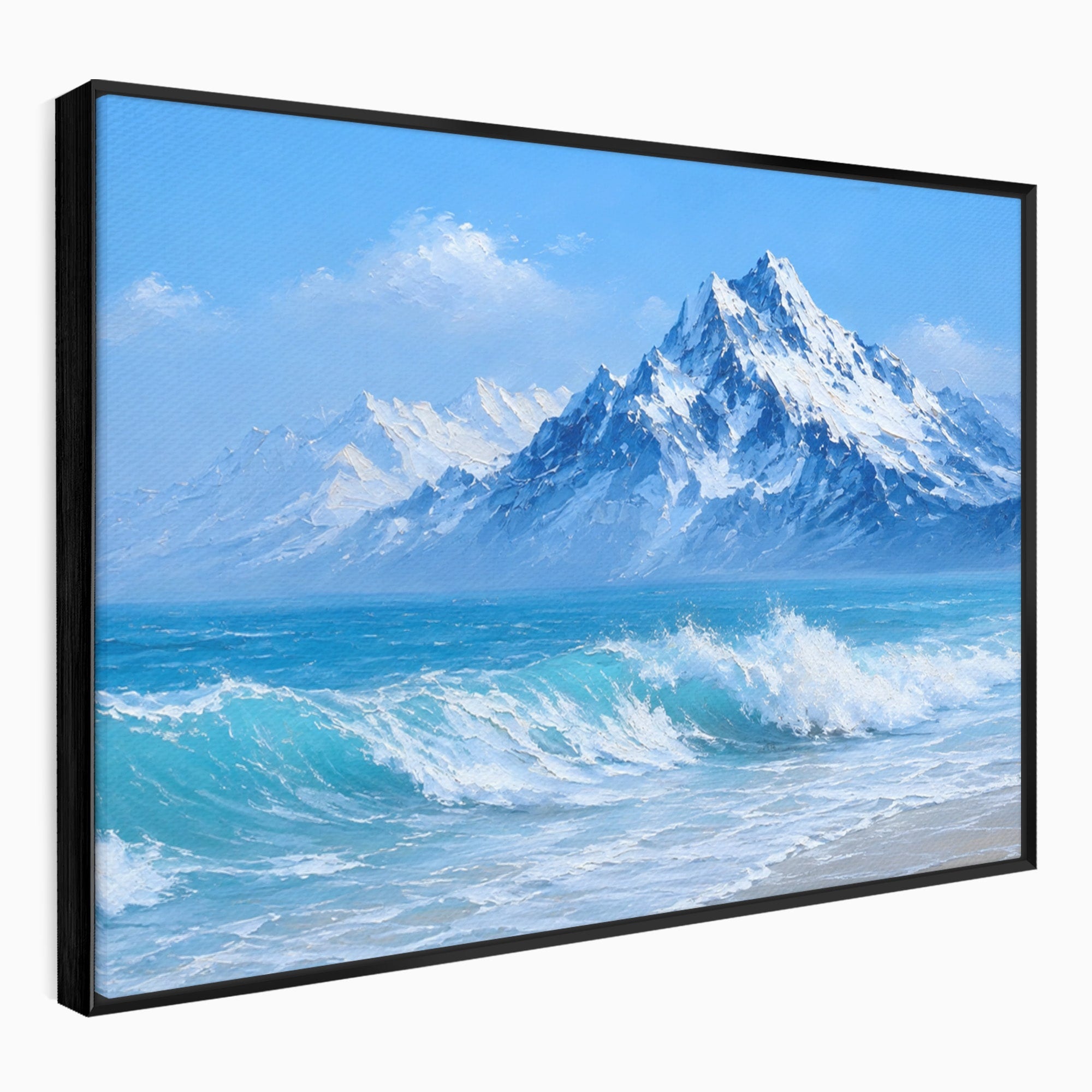 Tablou Canvas Premium LuxCanva® A1685, Munti Si Valuri, Peisaj, Munti, Mare, Natura, Living, Culori Vibrante