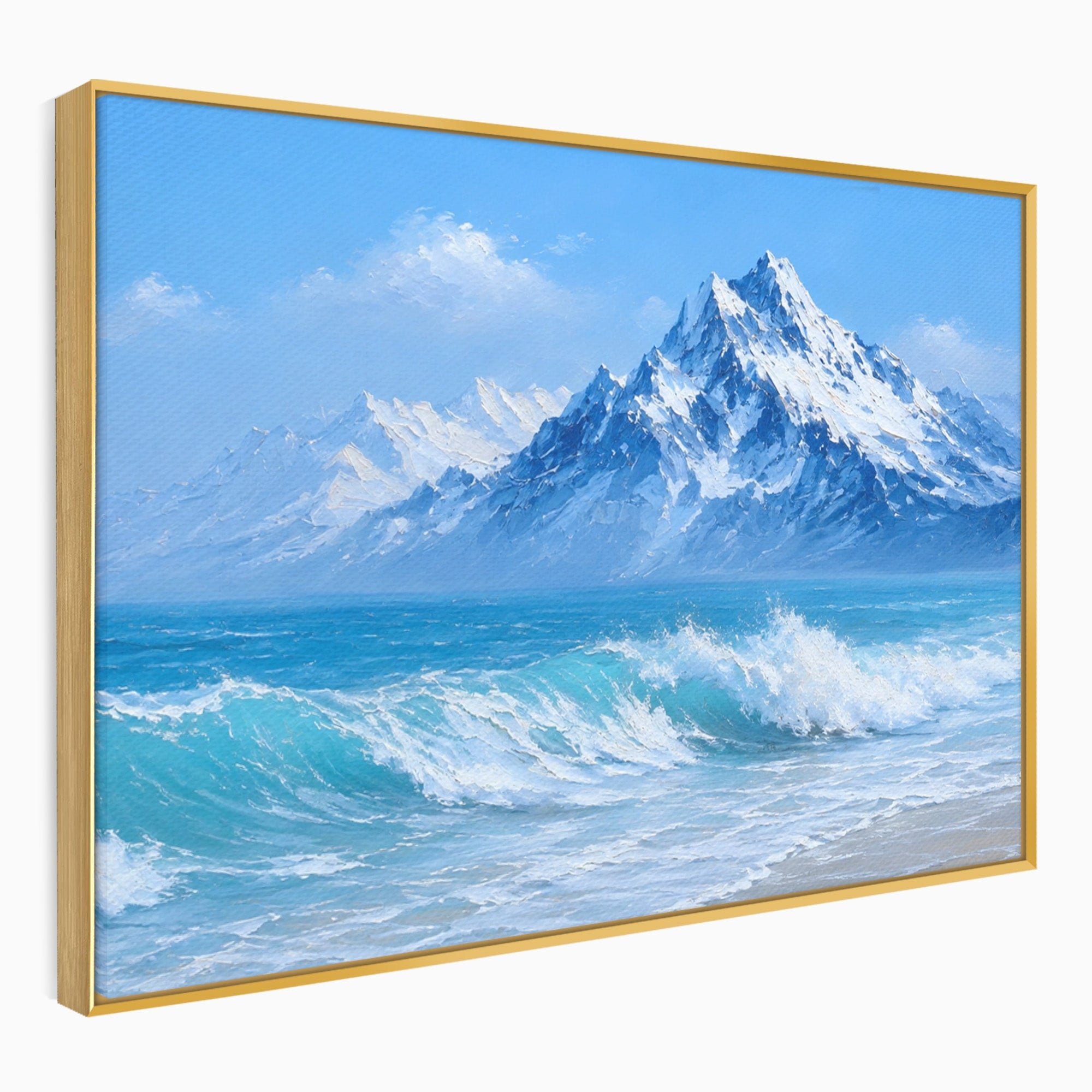 Tablou Canvas Premium LuxCanva® A1685, Munti Si Valuri, Peisaj, Munti, Mare, Natura, Living, Culori Vibrante
