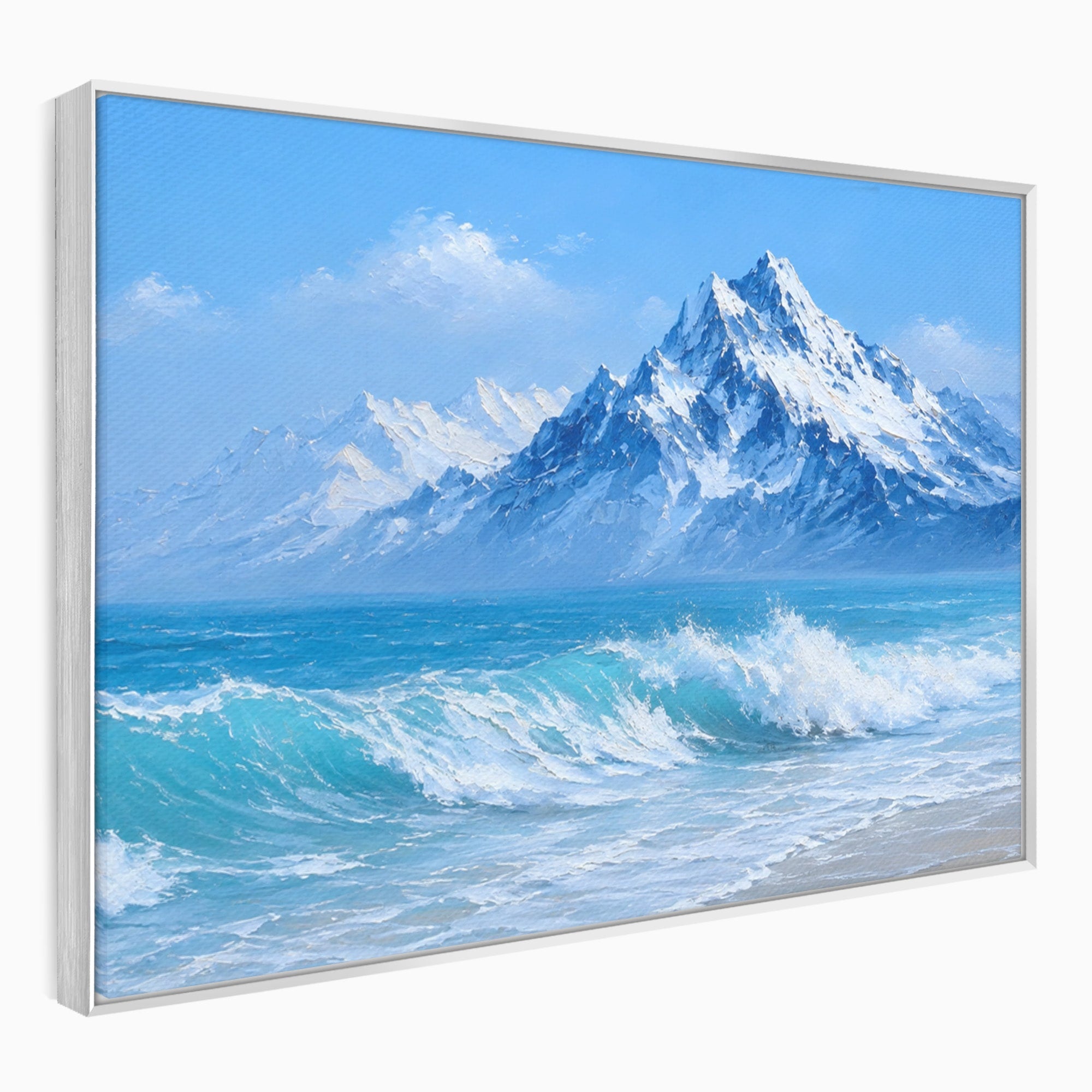 Tablou Canvas Premium LuxCanva® A1685, Munti Si Valuri, Peisaj, Munti, Mare, Natura, Living, Culori Vibrante