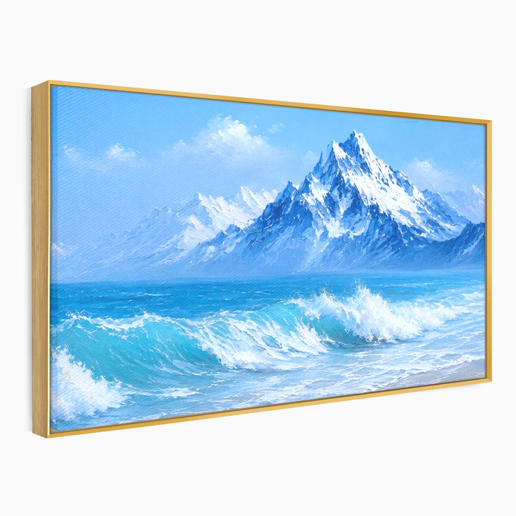 Tablou Canvas Premium LuxCanva® A1685, Munti Si Valuri, Peisaj, Munti, Mare, Natura, Living, Culori Vibrante