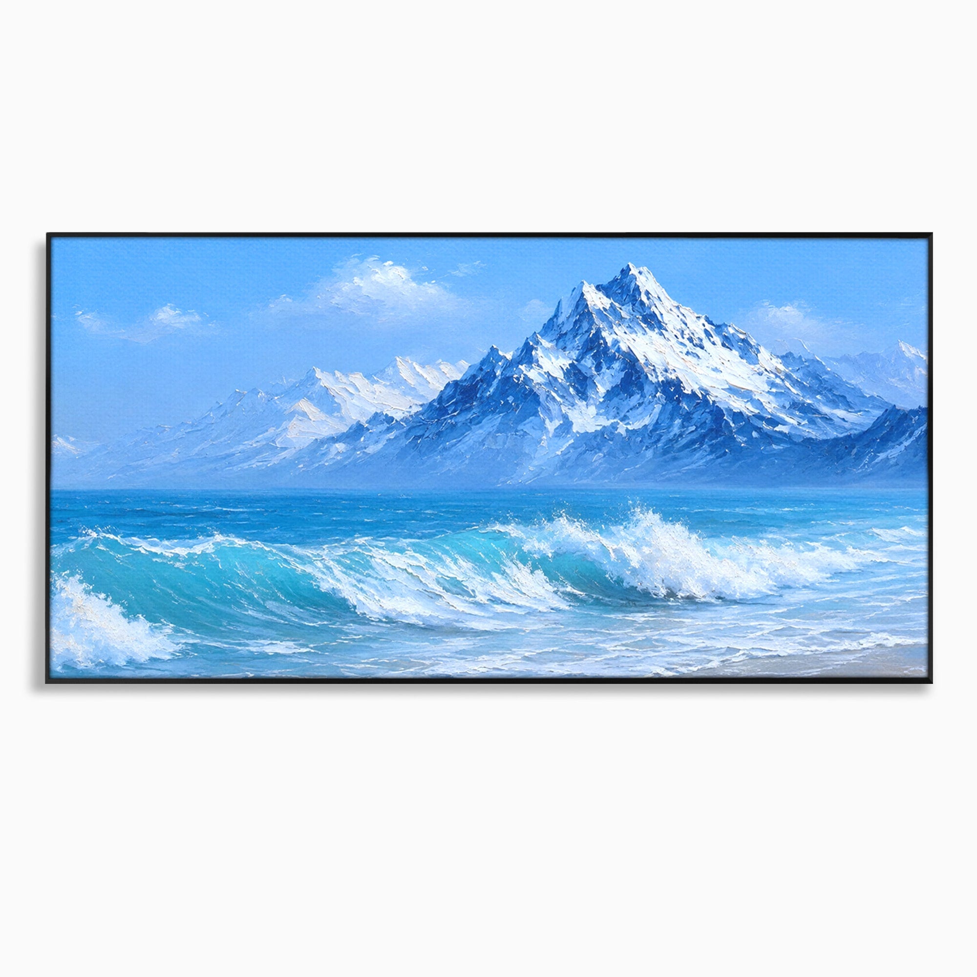 Tablou Canvas Premium LuxCanva® A1685, Munti Si Valuri, Peisaj, Munti, Mare, Natura, Living, Culori Vibrante
