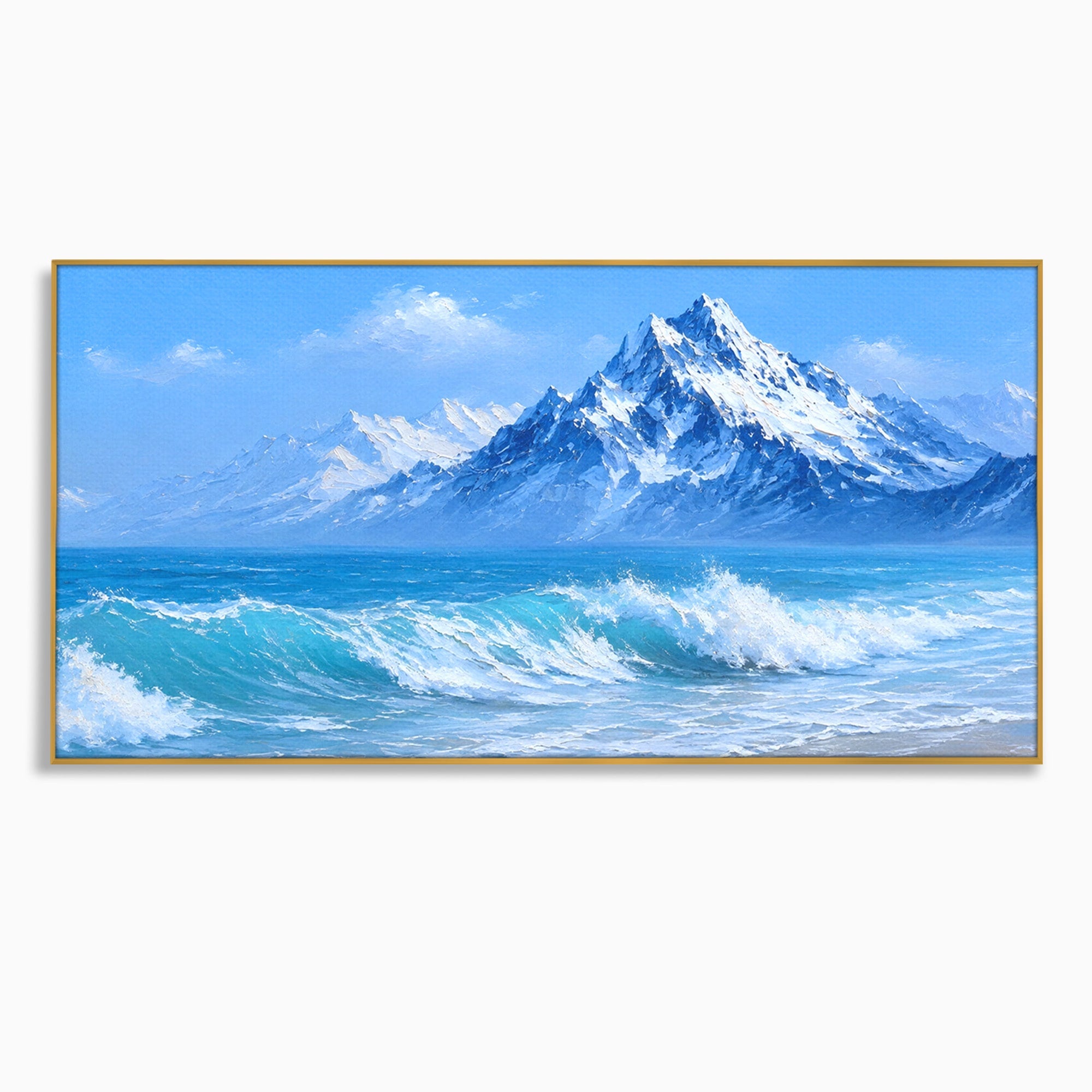 Tablou Canvas Premium LuxCanva® A1685, Munti Si Valuri, Peisaj, Munti, Mare, Natura, Living, Culori Vibrante