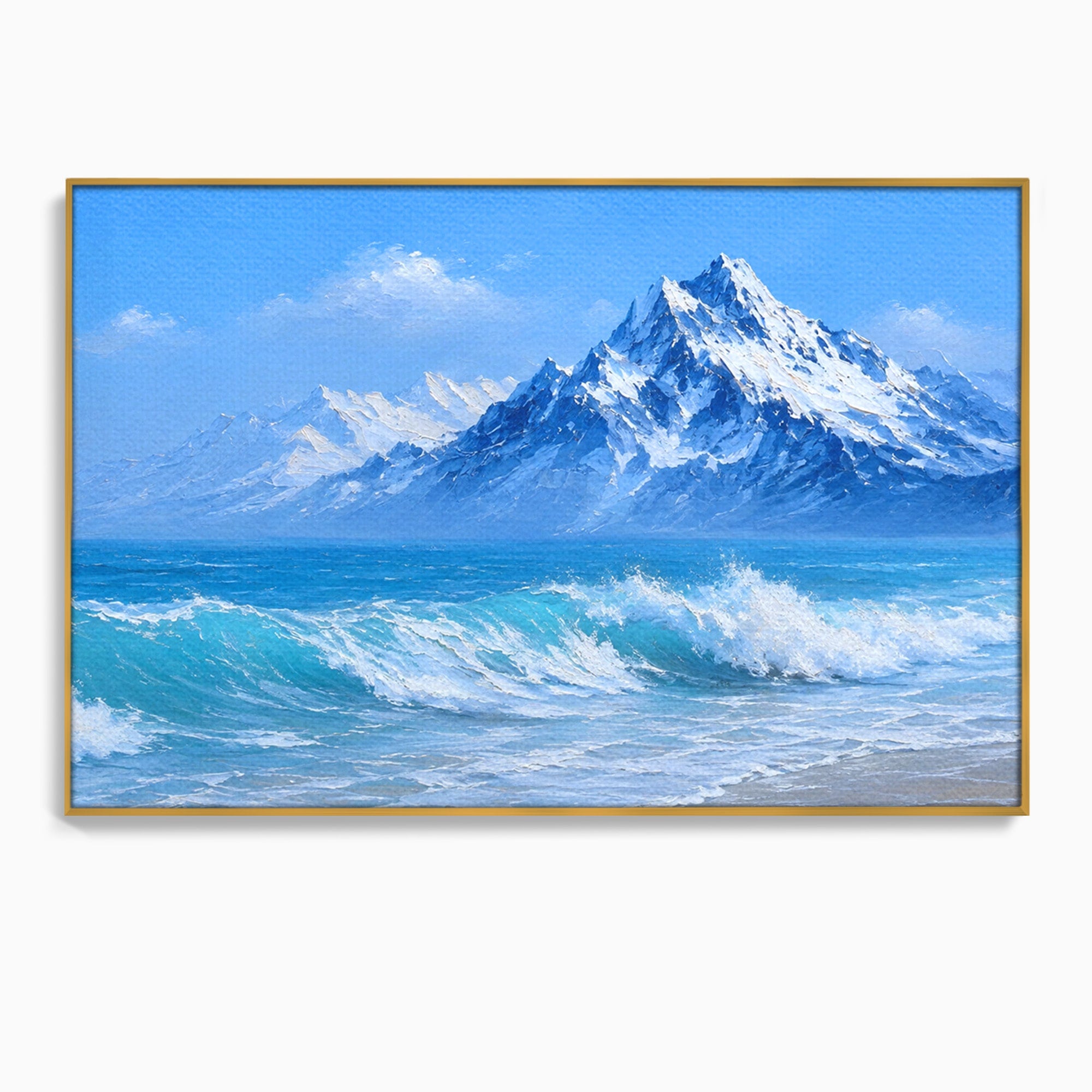 Tablou Canvas Premium LuxCanva® A1685, Munti Si Valuri, Peisaj, Munti, Mare, Natura, Living, Culori Vibrante