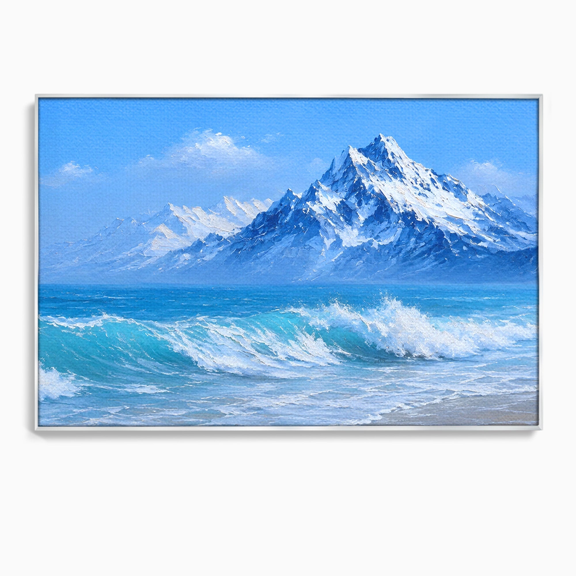 Tablou Canvas Premium LuxCanva® A1685, Munti Si Valuri, Peisaj, Munti, Mare, Natura, Living, Culori Vibrante
