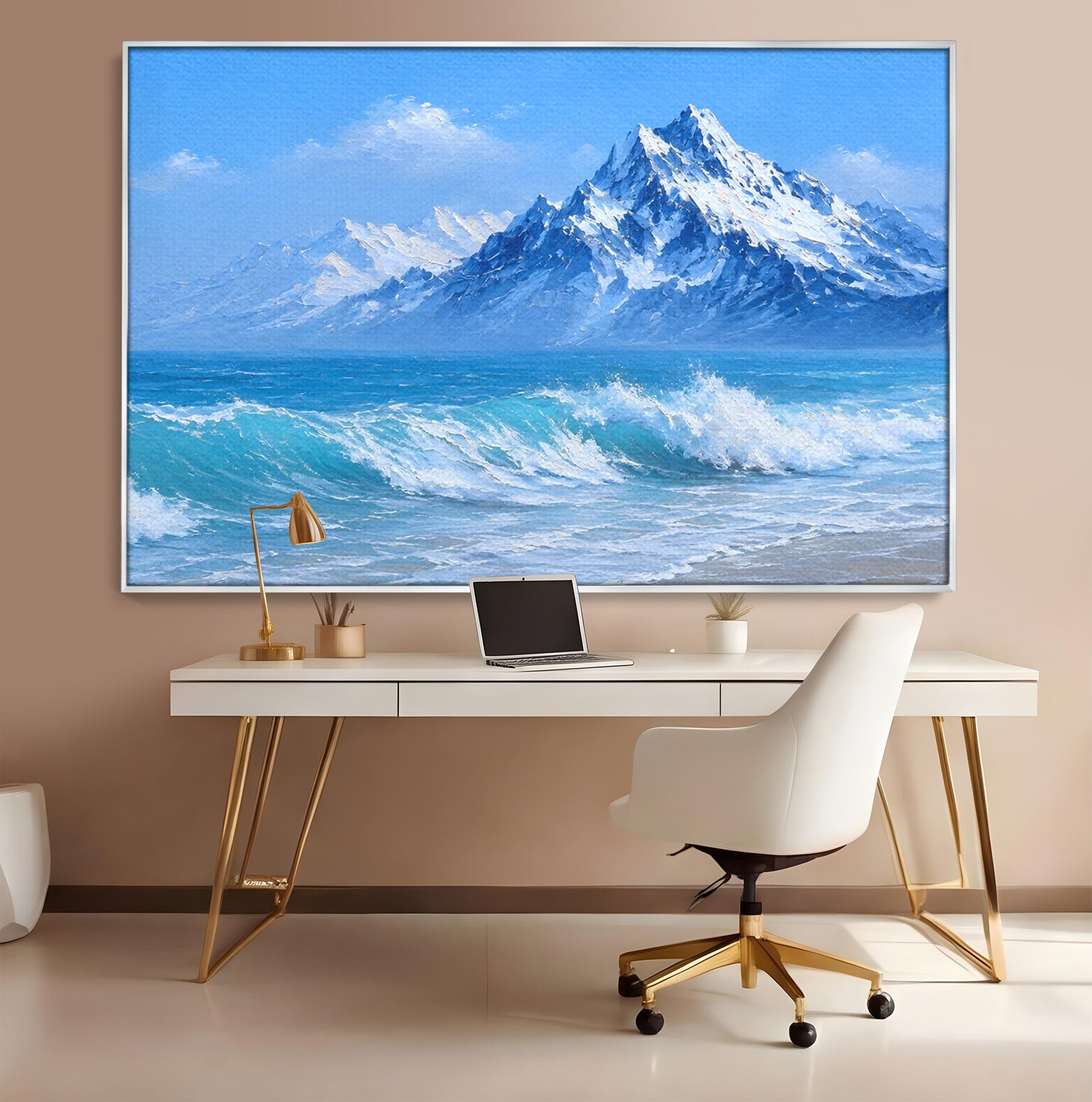 Tablou Canvas Premium LuxCanva® A1685, Munti Si Valuri, Peisaj, Munti, Mare, Natura, Living, Culori Vibrante
