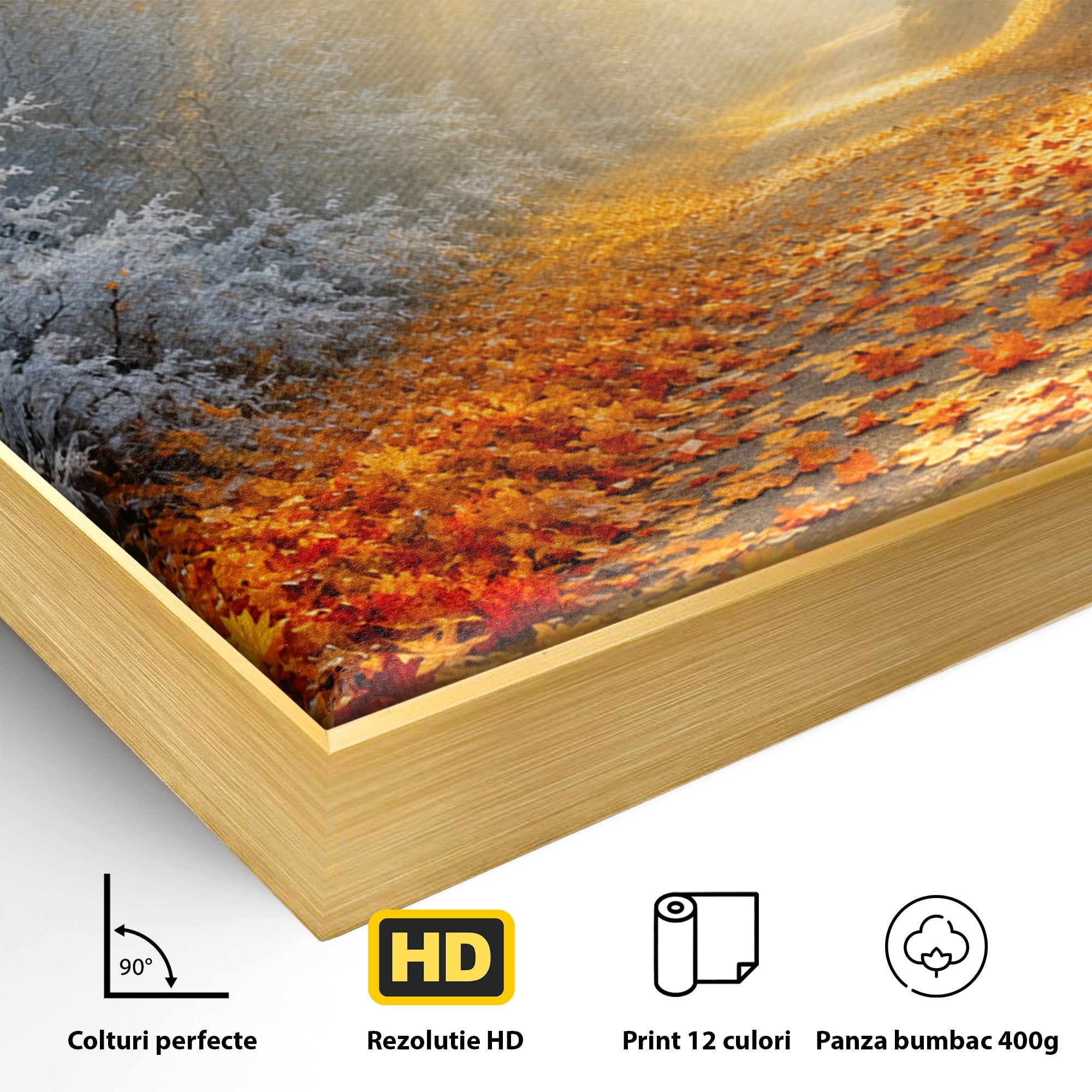 Tablou Canvas Premium LuxCanva® A1686, Aleea De Toamna, Toamna, Padure, Frunze, Natura, Living, Dormitor, Culori Vibrante