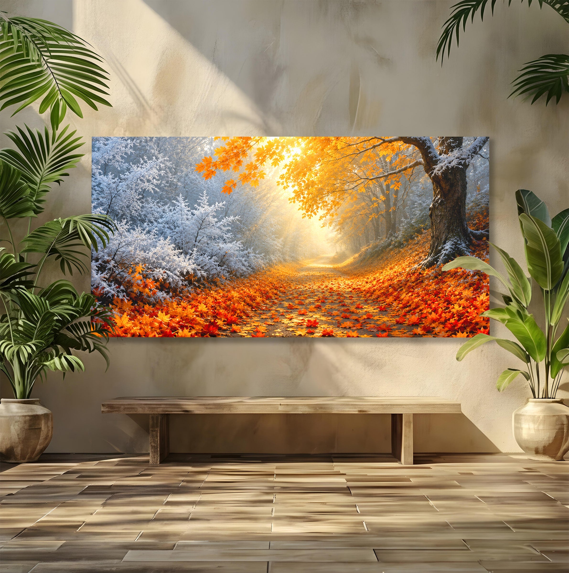 Tablou Canvas Premium LuxCanva® A1686, Aleea De Toamna, Toamna, Padure, Frunze, Natura, Living, Dormitor, Culori Vibrante