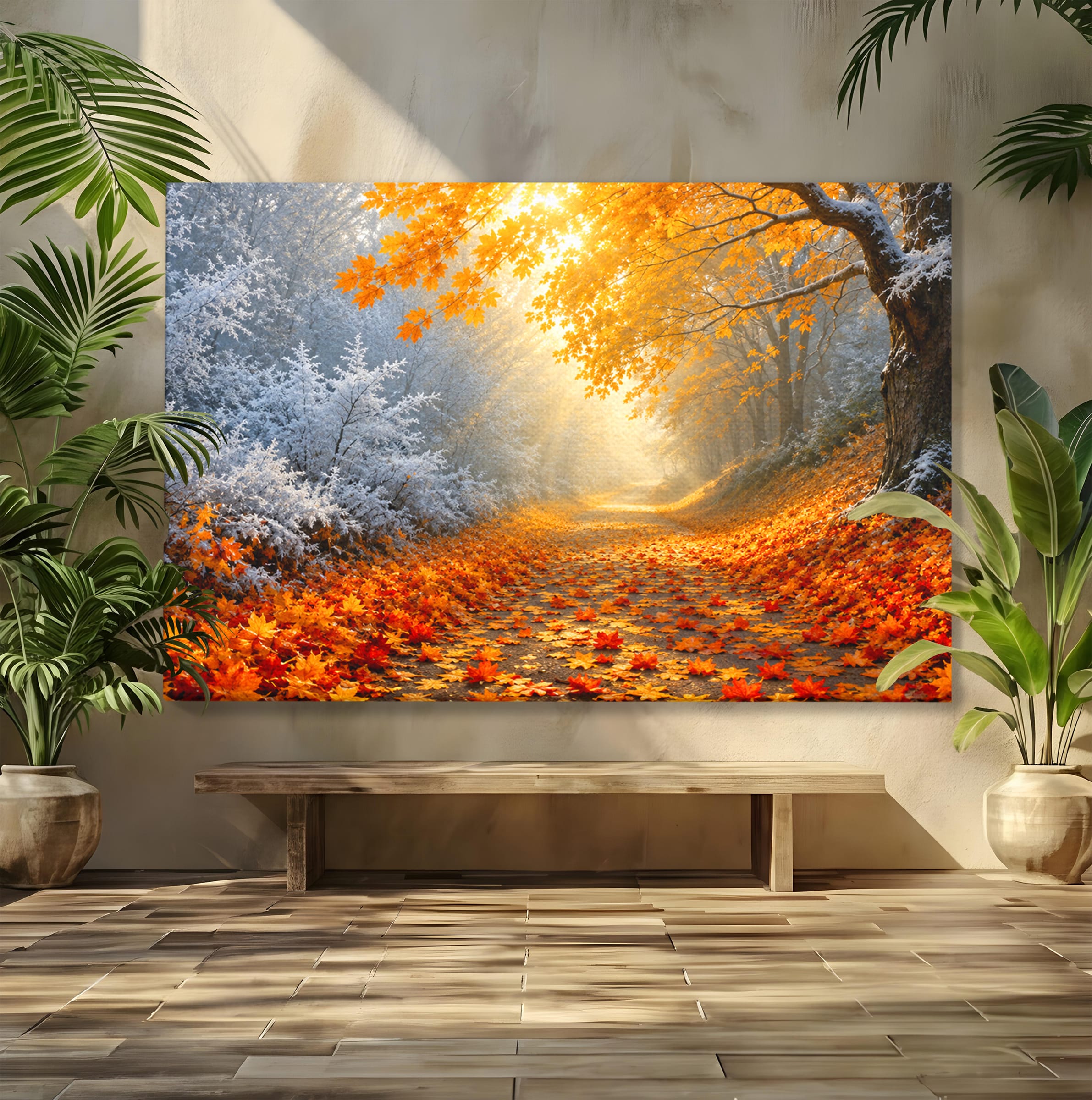 Tablou Canvas Premium LuxCanva® A1686, Aleea De Toamna, Toamna, Padure, Frunze, Natura, Living, Dormitor, Culori Vibrante