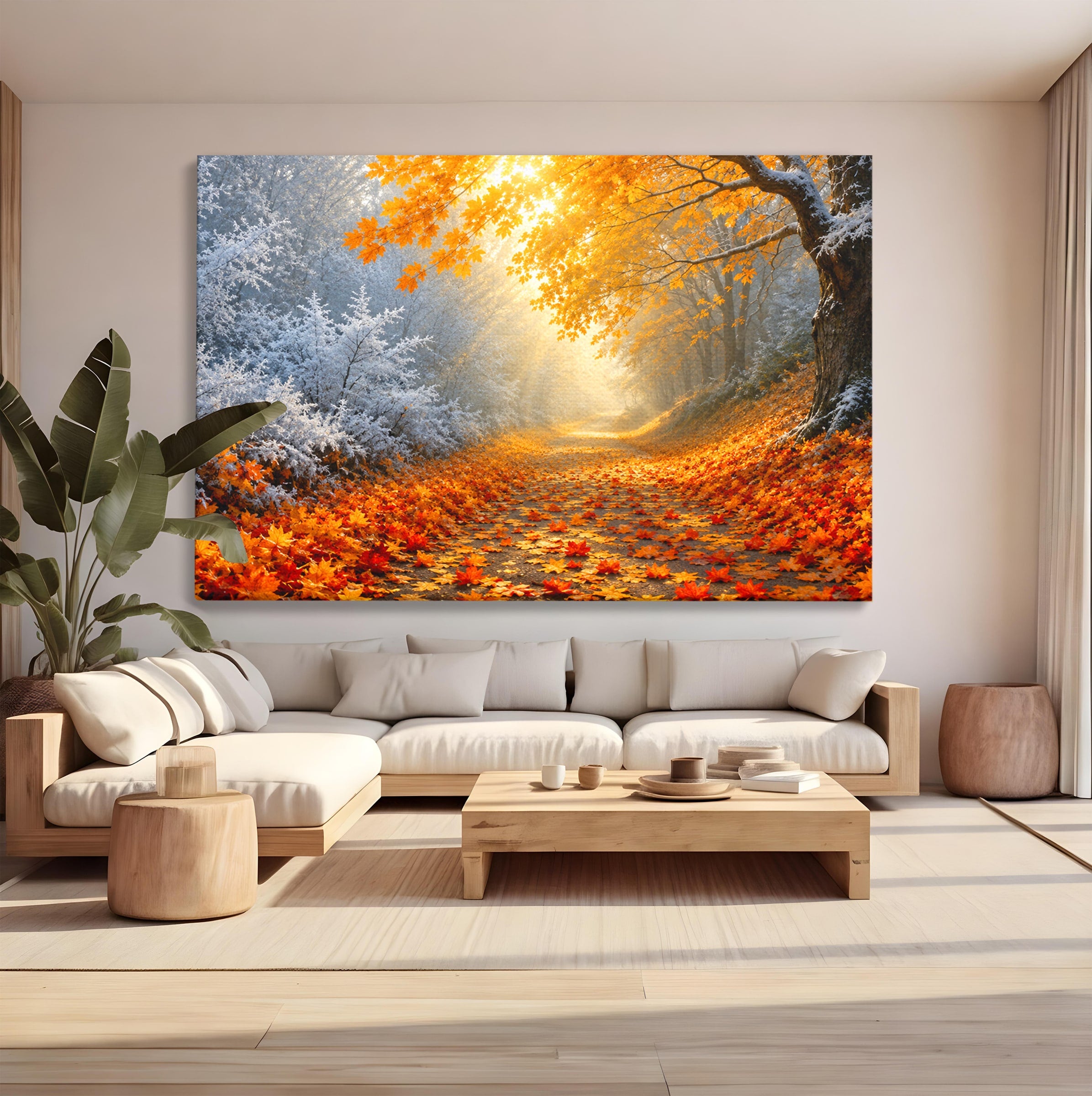Tablou Canvas Premium LuxCanva® A1686, Aleea De Toamna, Toamna, Padure, Frunze, Natura, Living, Dormitor, Culori Vibrante