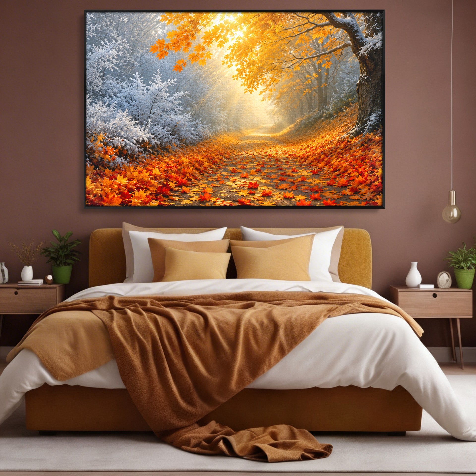 Tablou Canvas Premium LuxCanva® A1686, Aleea De Toamna, Toamna, Padure, Frunze, Natura, Living, Dormitor, Culori Vibrante