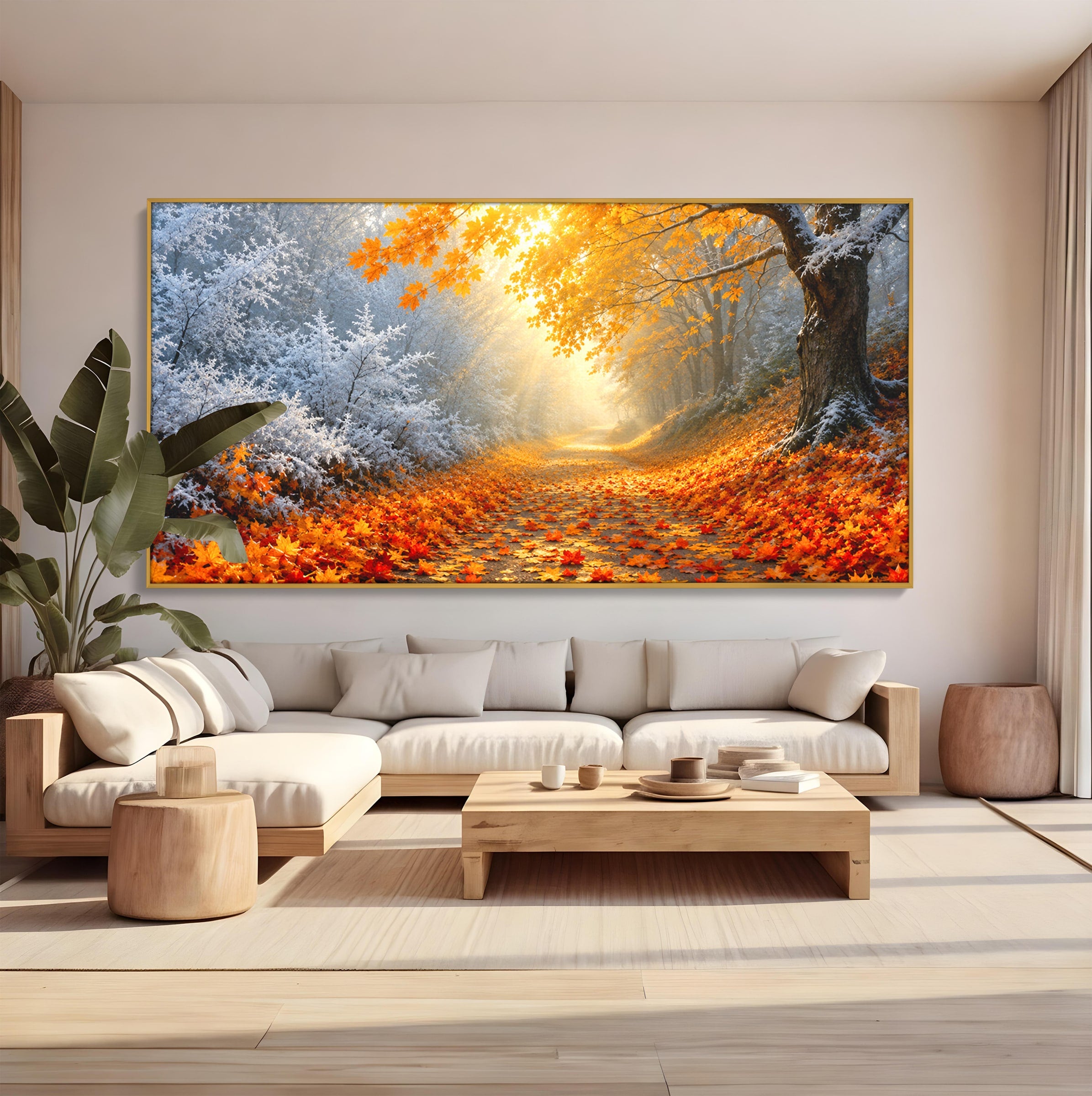 Tablou Canvas Premium LuxCanva® A1686, Aleea De Toamna, Toamna, Padure, Frunze, Natura, Living, Dormitor, Culori Vibrante
