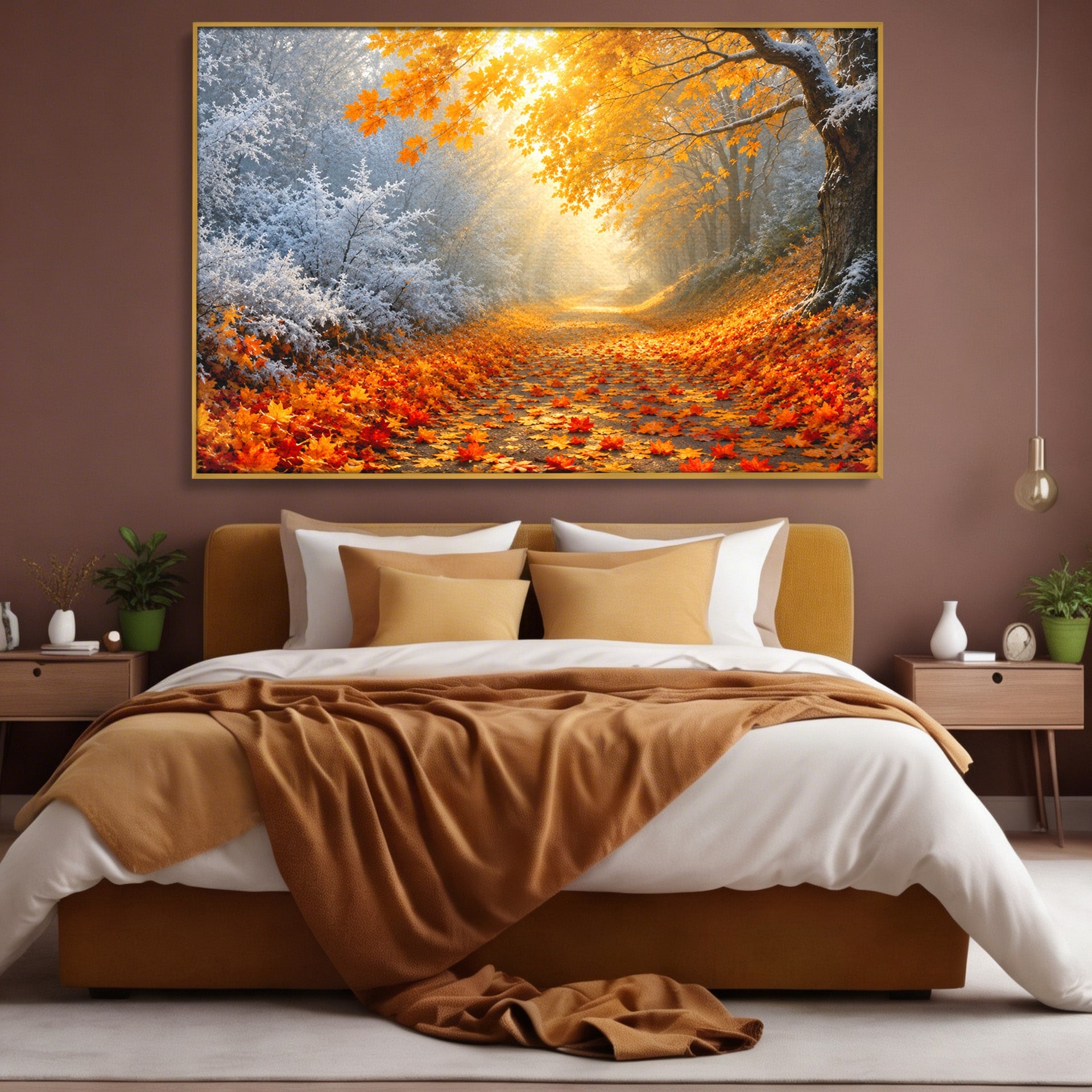 Tablou Canvas Premium LuxCanva® A1686, Aleea De Toamna, Toamna, Padure, Frunze, Natura, Living, Dormitor, Culori Vibrante