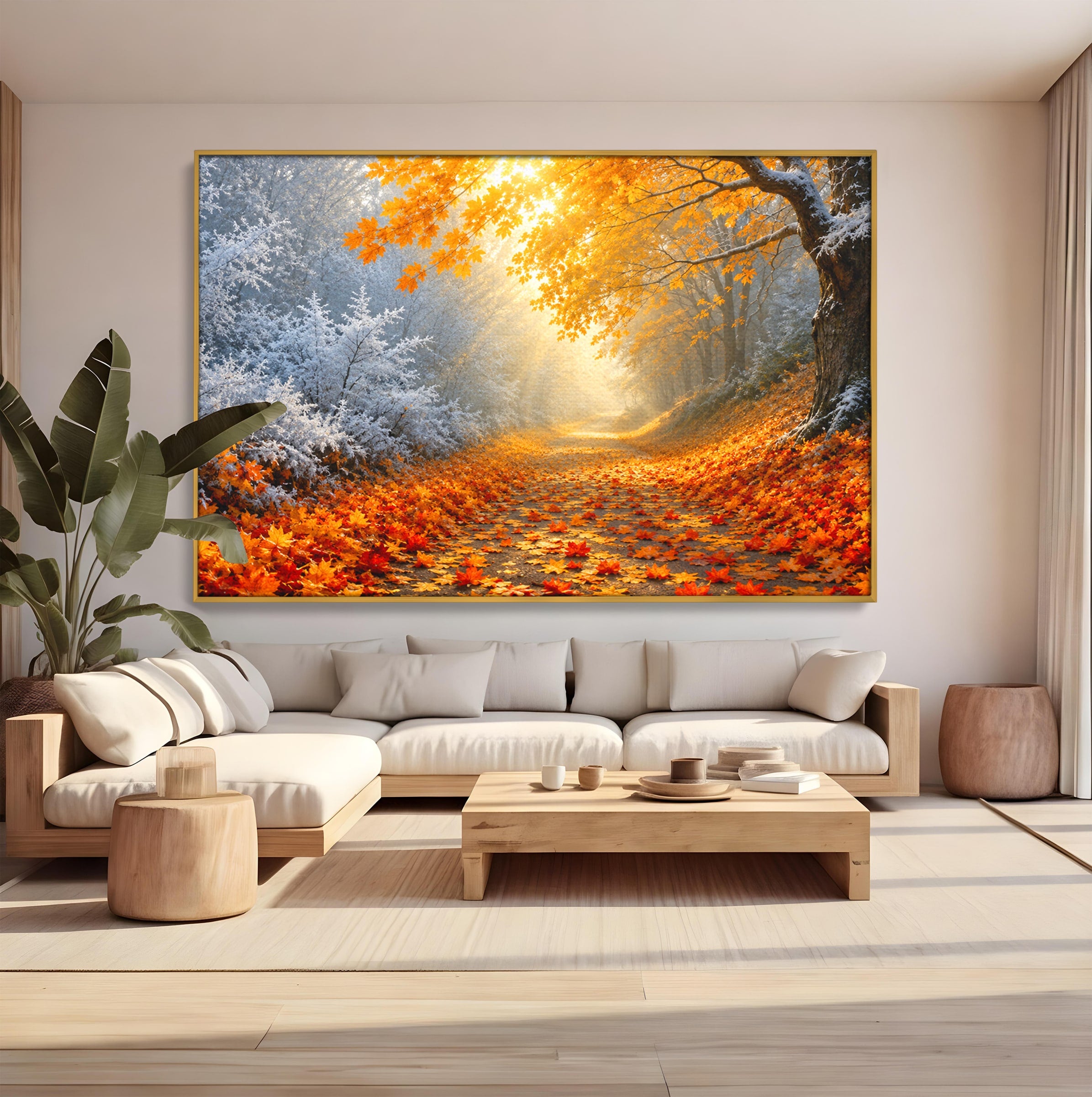 Tablou Canvas Premium LuxCanva® A1686, Aleea De Toamna, Toamna, Padure, Frunze, Natura, Living, Dormitor, Culori Vibrante